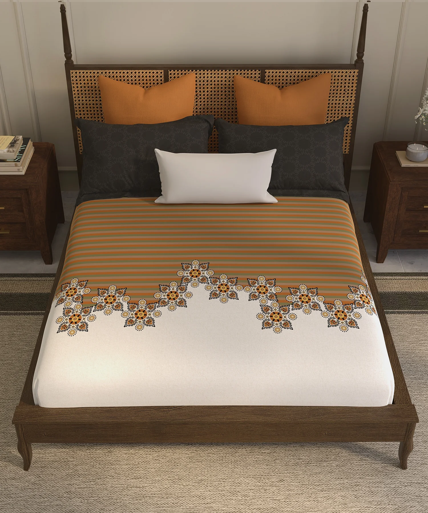Home Essential Suzani King Bedsheet, Silsila|144TC Cotton| 2 Pillow Covers - Image 3