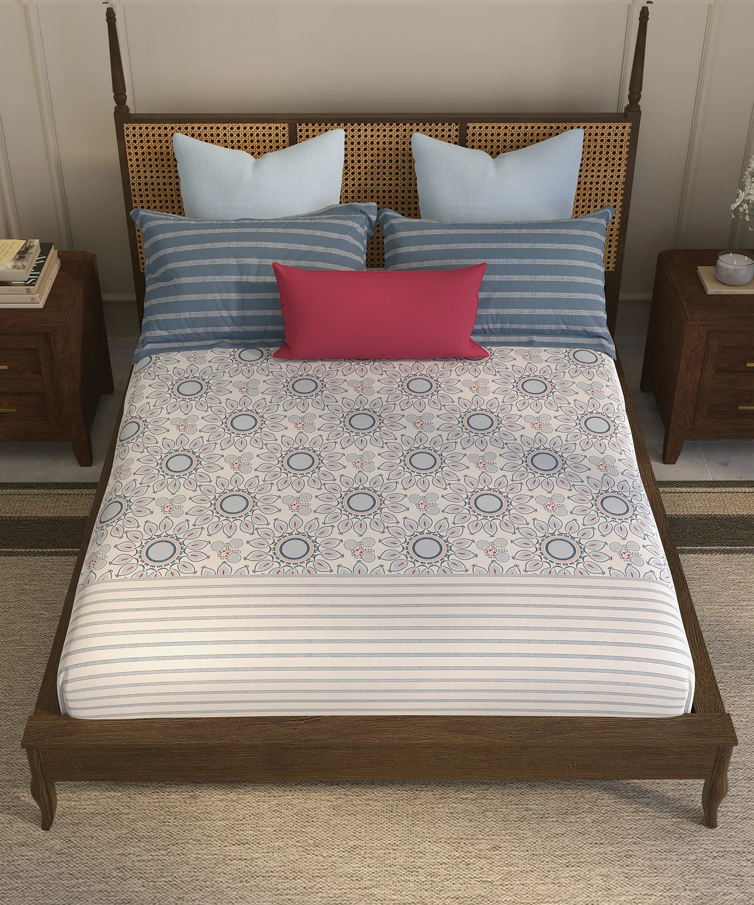 Home Essential Suzani King Bedsheet, Vata Stuti|144TC Cotton| 2 Pillow Covers - Image 3