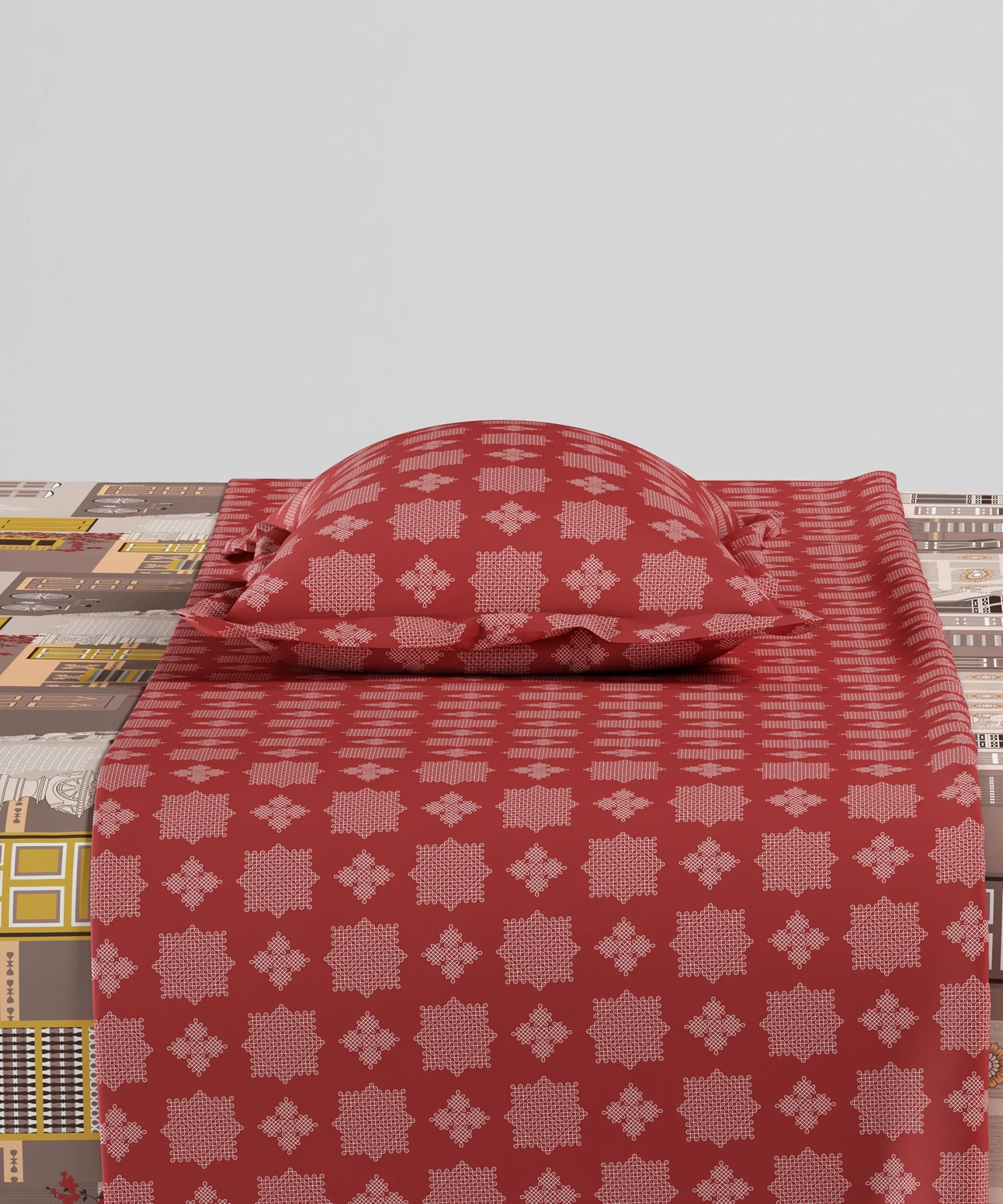 Home Essentials Namaste Bharat Bedding Set, Dakshin Dwaar Brown | 144 TC Cotton|4 Pc Set - Image 5