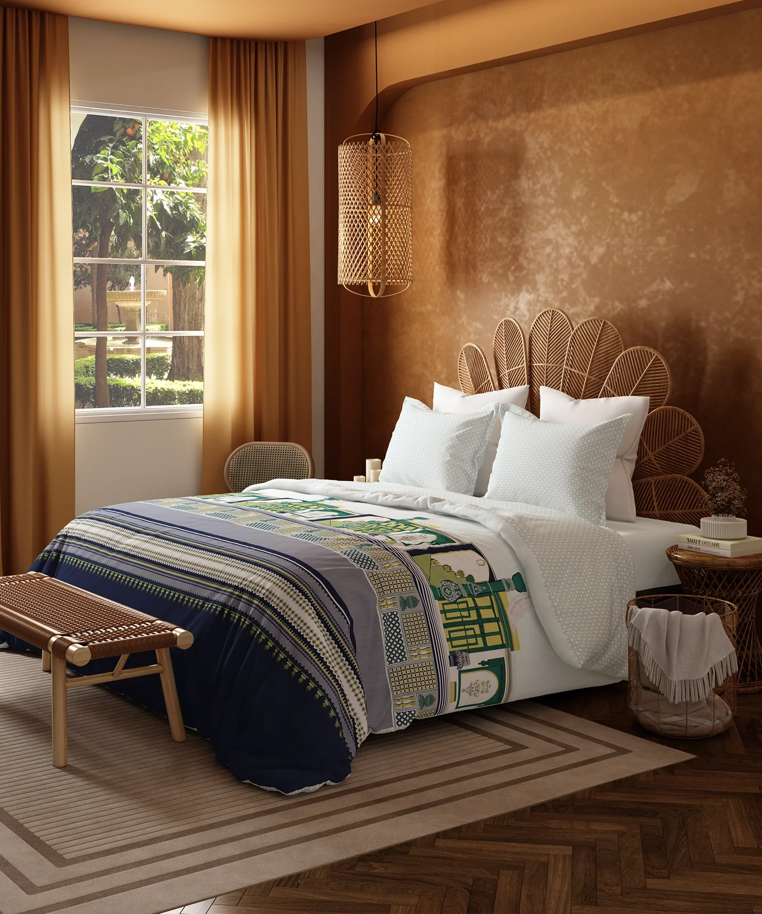 Home Essentials Namaste Bharat Bedding Set, Gharonda Turquoise | 144 TC Cotton|4 Pc Set