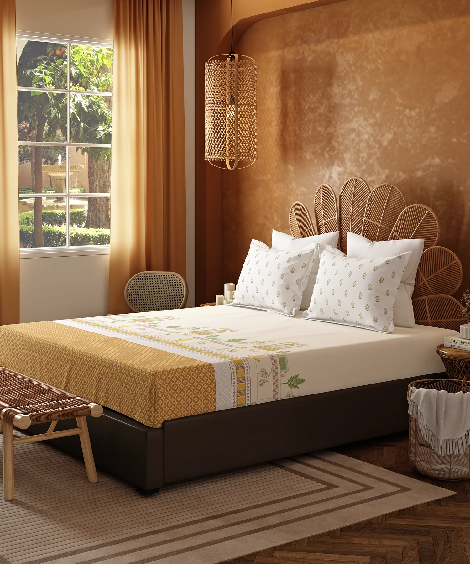 Home Essentials Namaste Bharat Bedding Set, Vatsalya Orche| 144 TC Cotton|4 Pc Set - Image 3