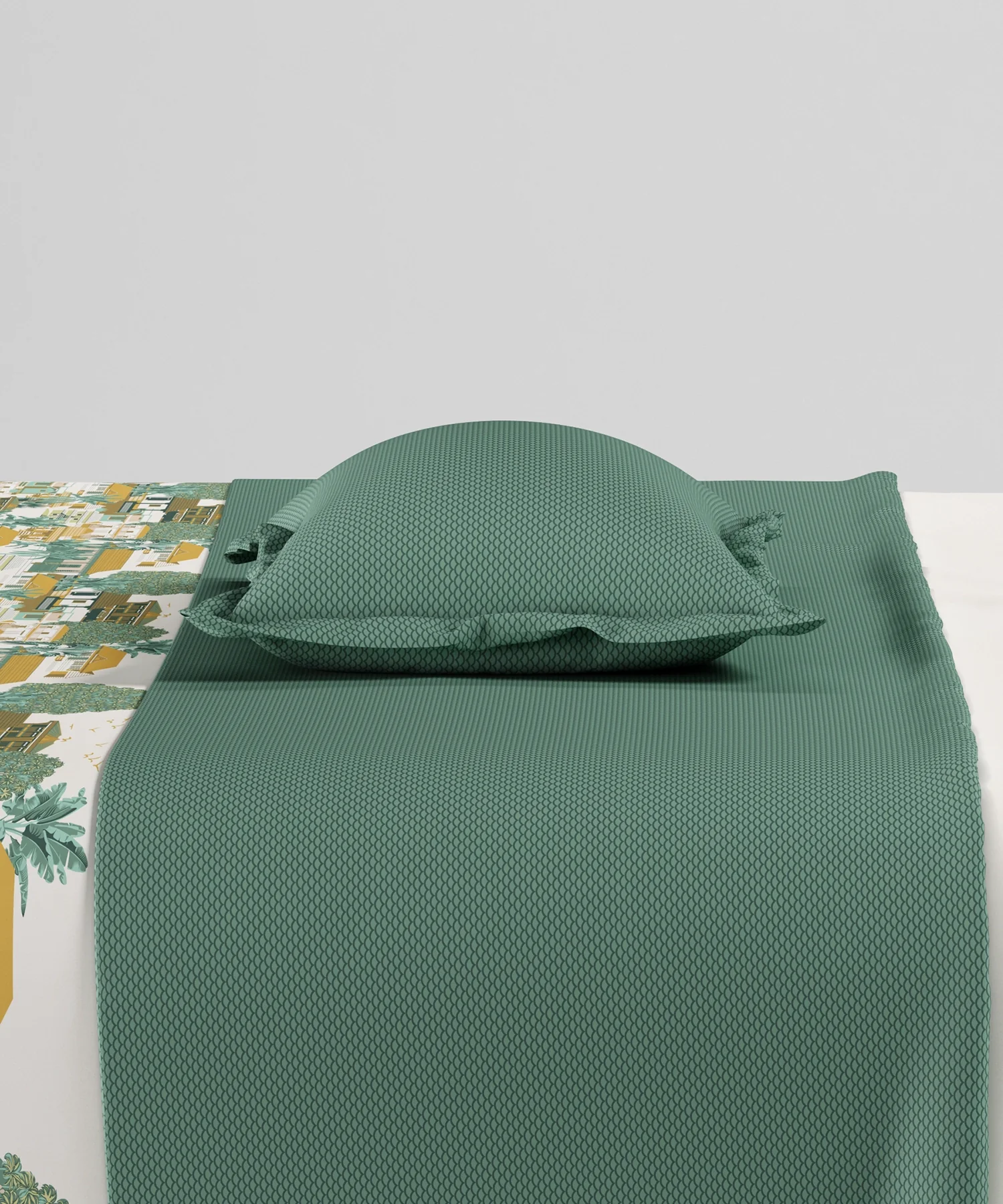 Home Essentials Namaste Bharat Fitted Bedsheet Set, Chetinad Green| 144 TC Cotton| 2 Pillow Covers - Image 3