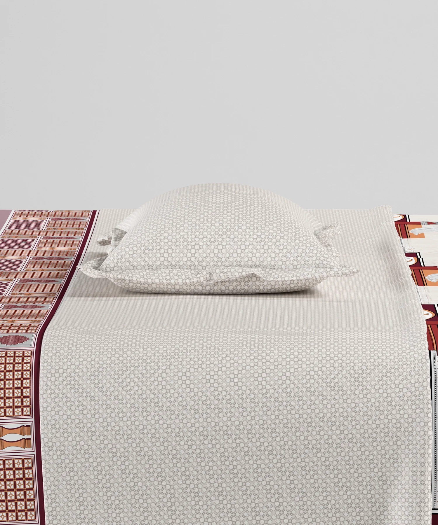 Home Essentials Namaste Bharat Fitted Bedsheet Set, Gharonda Terracotta| 144 TC Cotton| 2 Pillow Covers - Image 3