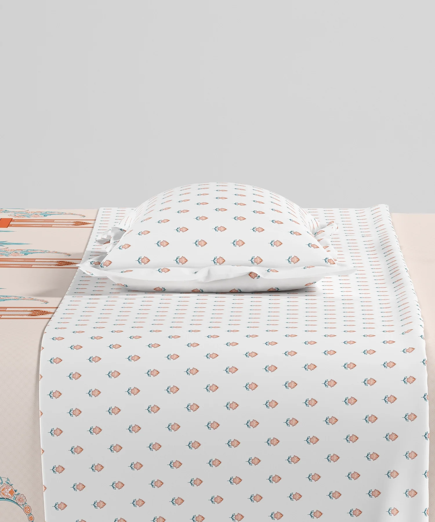 Home Essentials Namaste Bharat King Bedsheet Set, Vatsalya Orange|144 TC Cotton| 2 Pillow Covers - Image 5