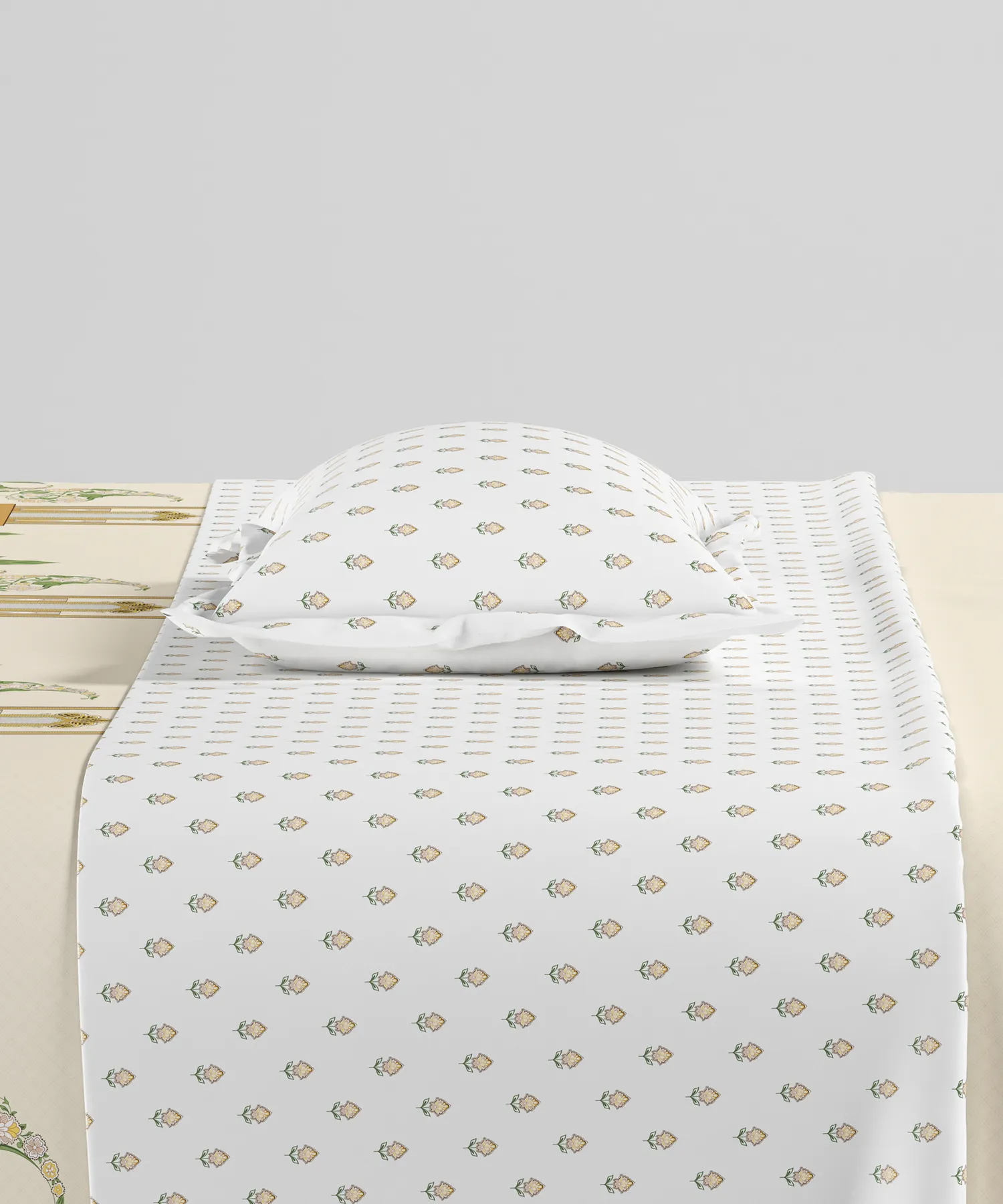 Home Essentials Namaste Bharat Single Bedsheet Set, Vatsalya Ochre| 144 TC Cotton| 1 Pillow Cover - Image 5