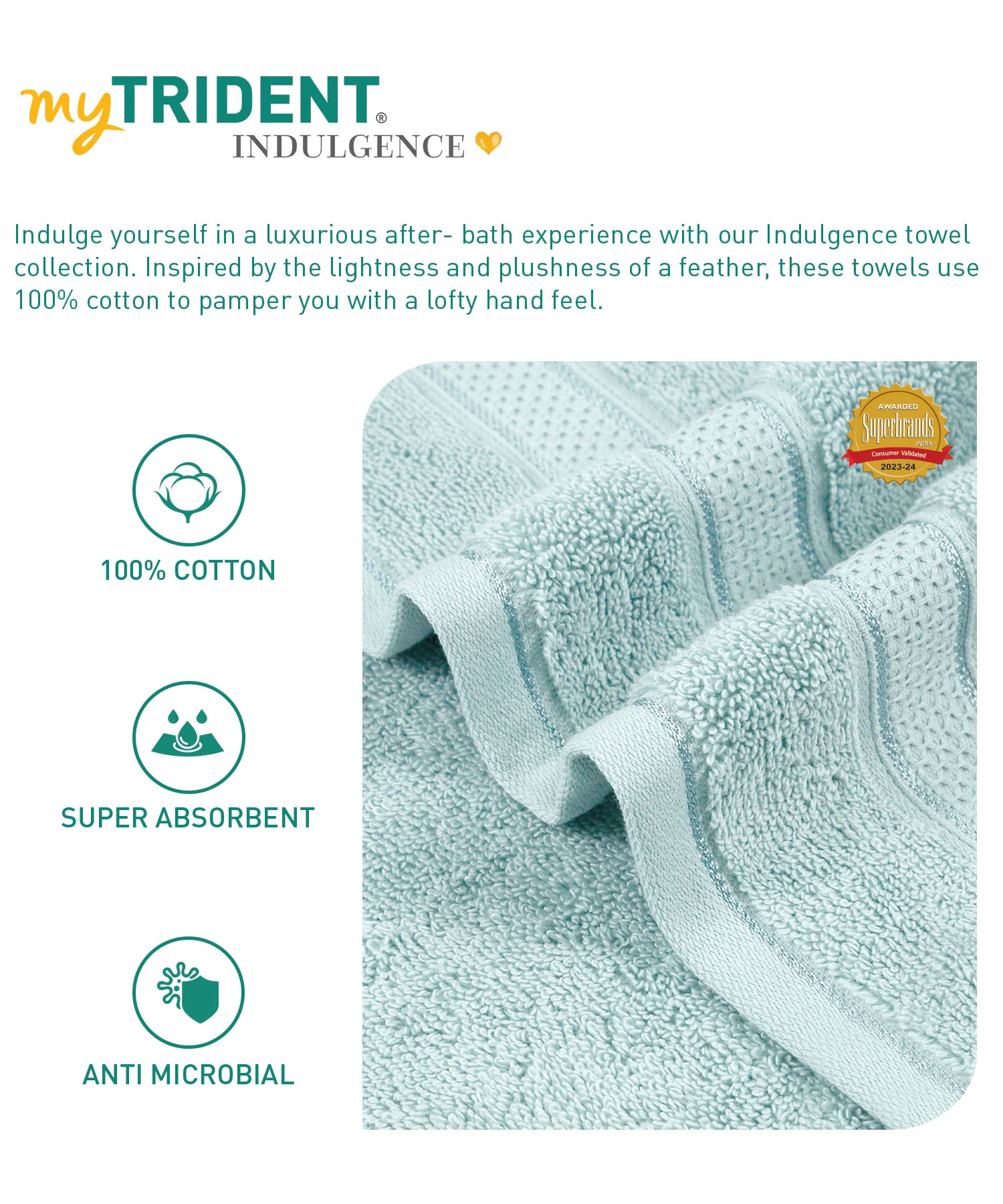 Indulgence 2Pc Hand Towel, Aqua Fresh|600 GSM Cotton - Image 6