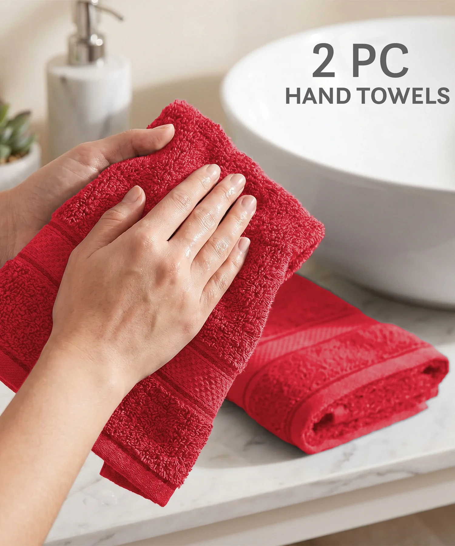 Indulgence 2Pc Hand Towel, Blood Red|600 GSM Cotton - Image 2