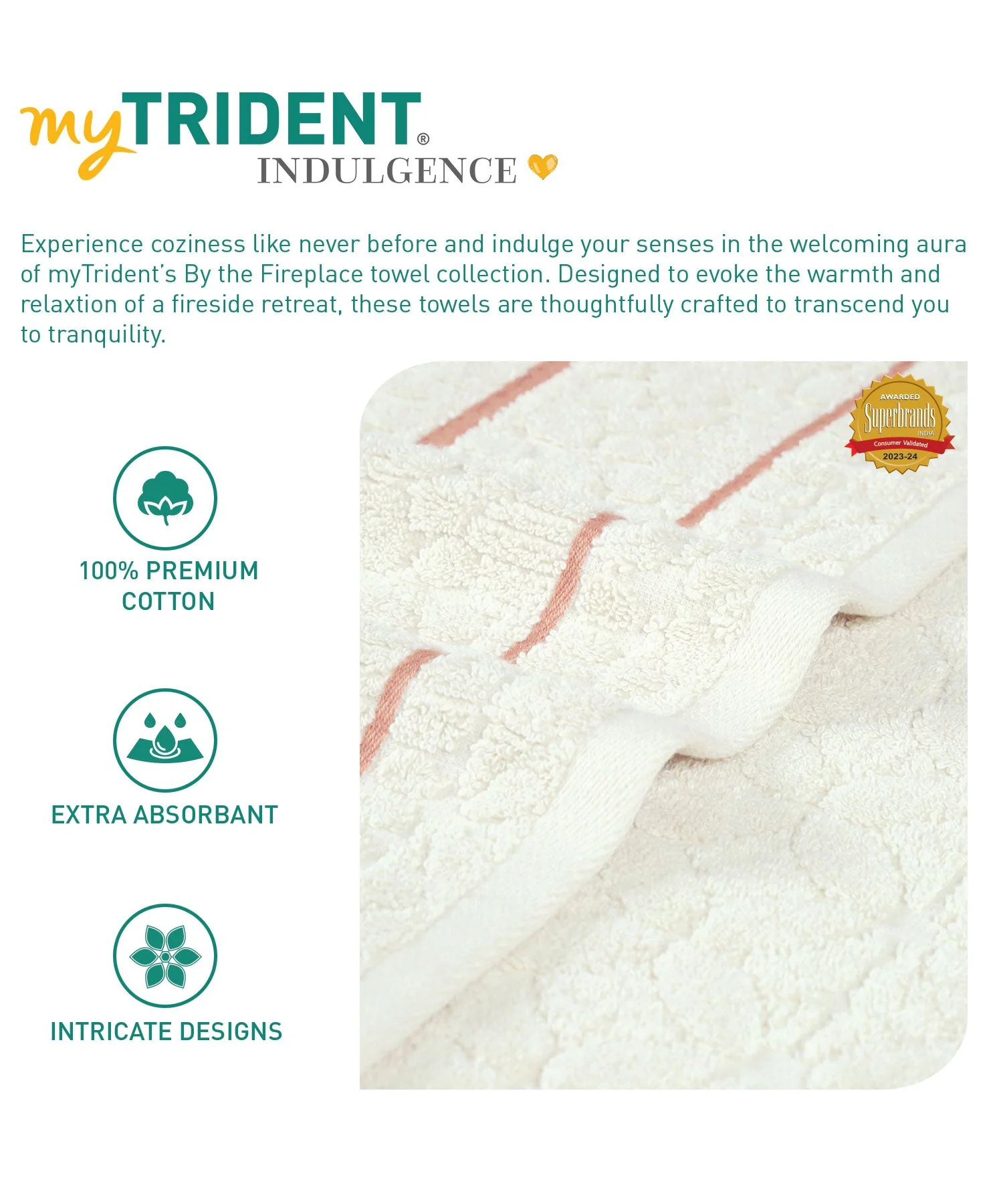 Indulgence By The Fireplace 3Pc Face Towel Set, Ripple|600 GSM Cotton - Image 6
