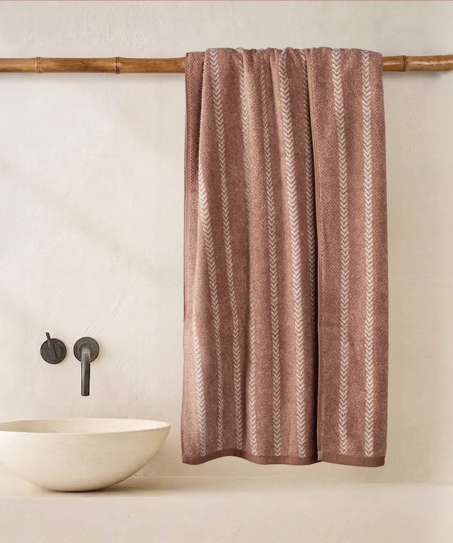 Indulgence By The FirePlace Bath Towel, Super Soft, Intricate Design, 600 GSM, Ginger - Image 2