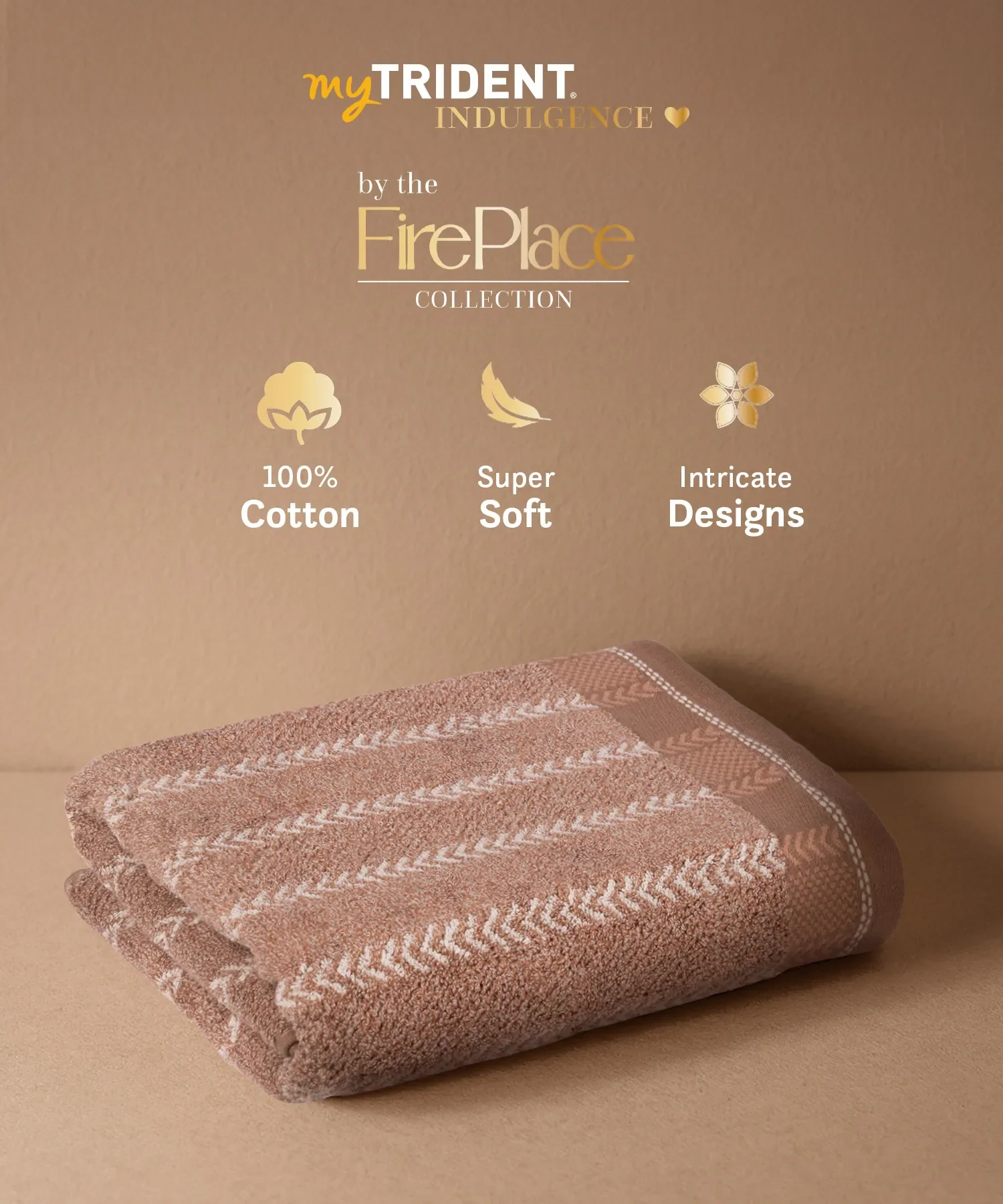 Indulgence By The FirePlace Bath Towel, Super Soft, Intricate Design, 600 GSM, Ginger - Image 3