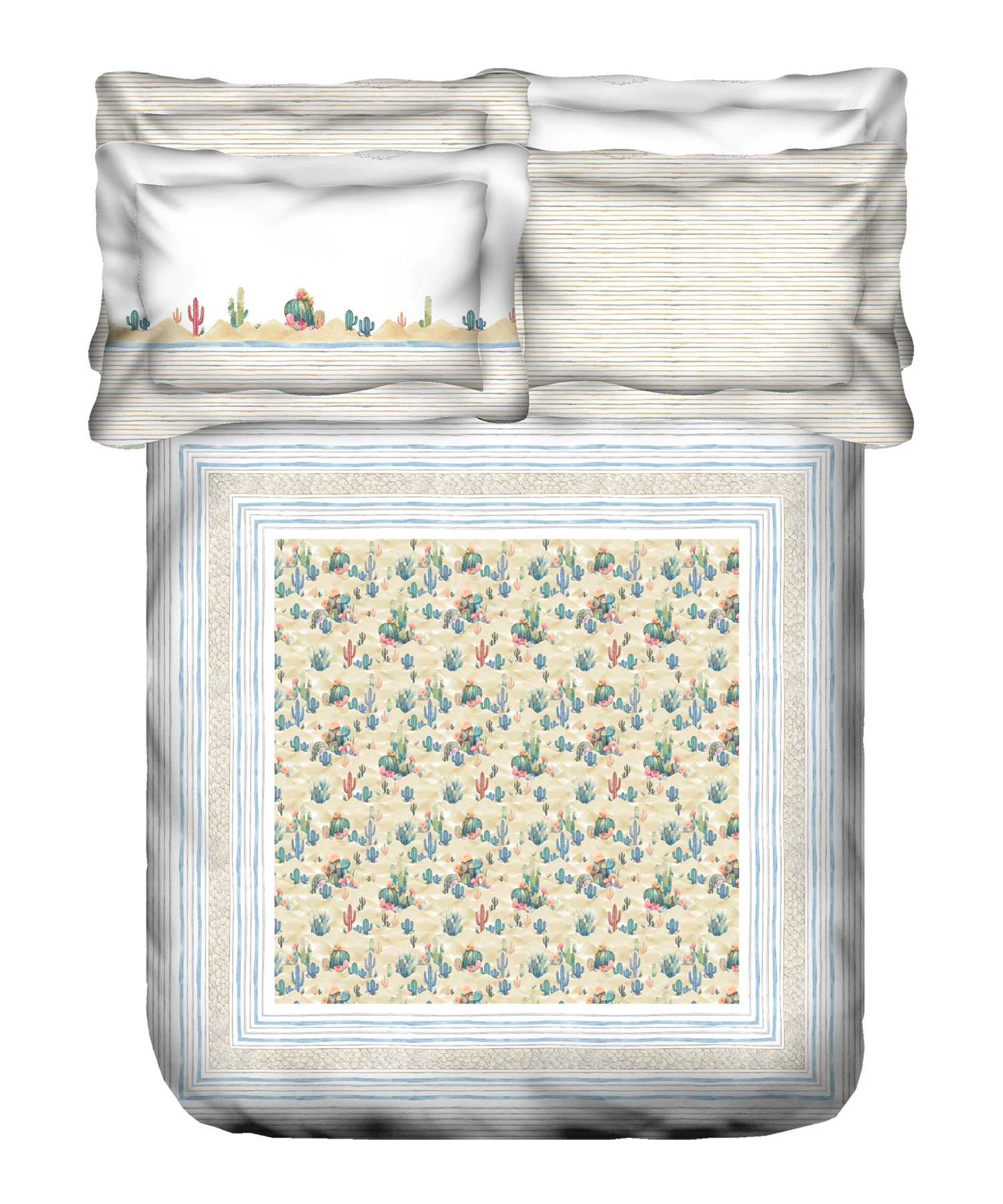Indulgence Painterly Pattern King Bedsheet Set, Desert Safari|300 TC Cotton| 4 Pillow Covers - Image 4