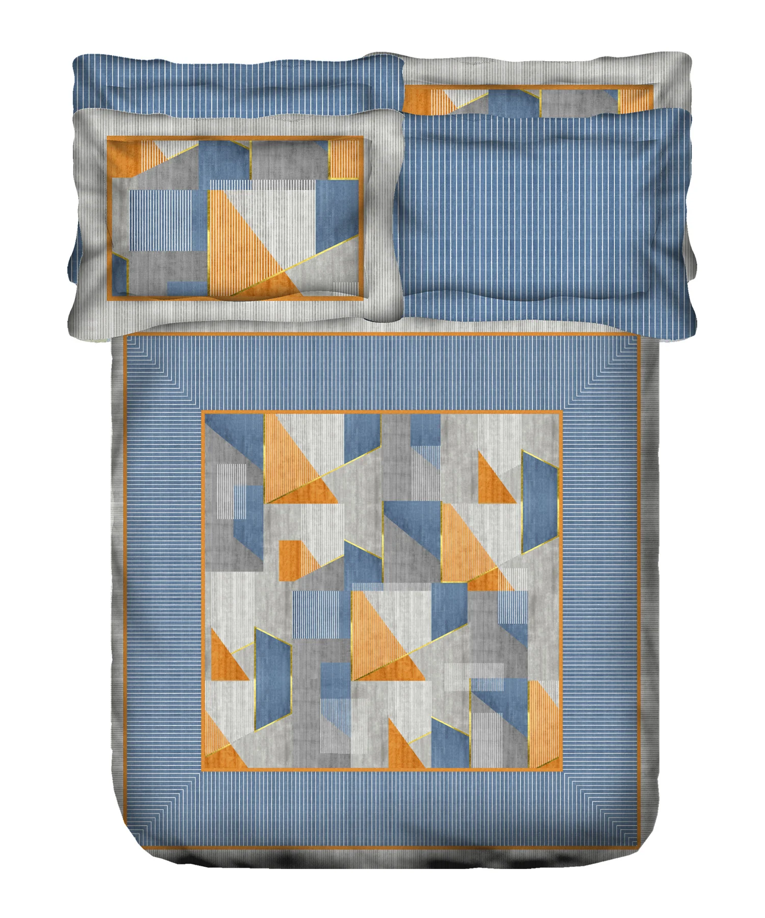 Indulgence Painterly Pattern King Bedsheet Set, Geo-Classical|300 TC Cotton| 4 Pillow Covers - Image 4