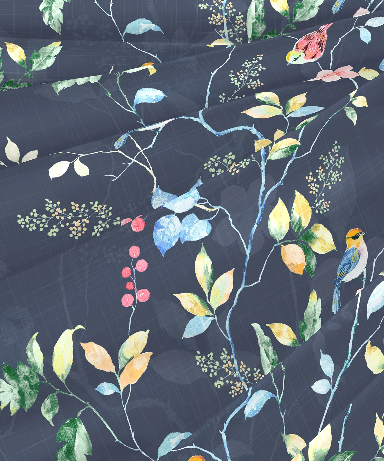 Indulgence Painterly Pattern King Bedsheet Set, Blue Bank|300 TC Cotton| 4 Pillow Covers - Image 6