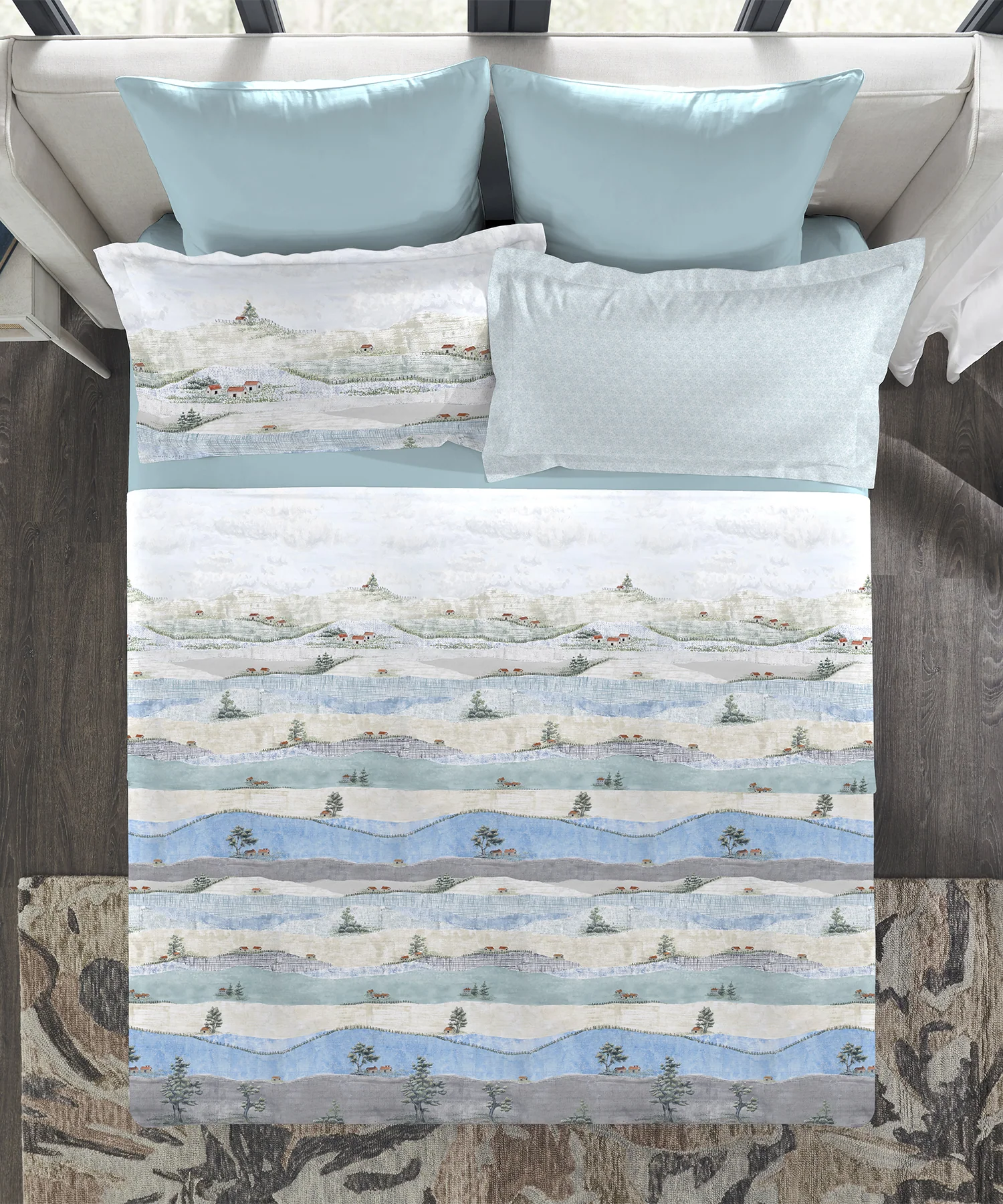 Indulgence Painterly Pattern King Bedsheet Set, Hillside Harvest|300 TC Cotton| 4 Pillow Covers - Image 4
