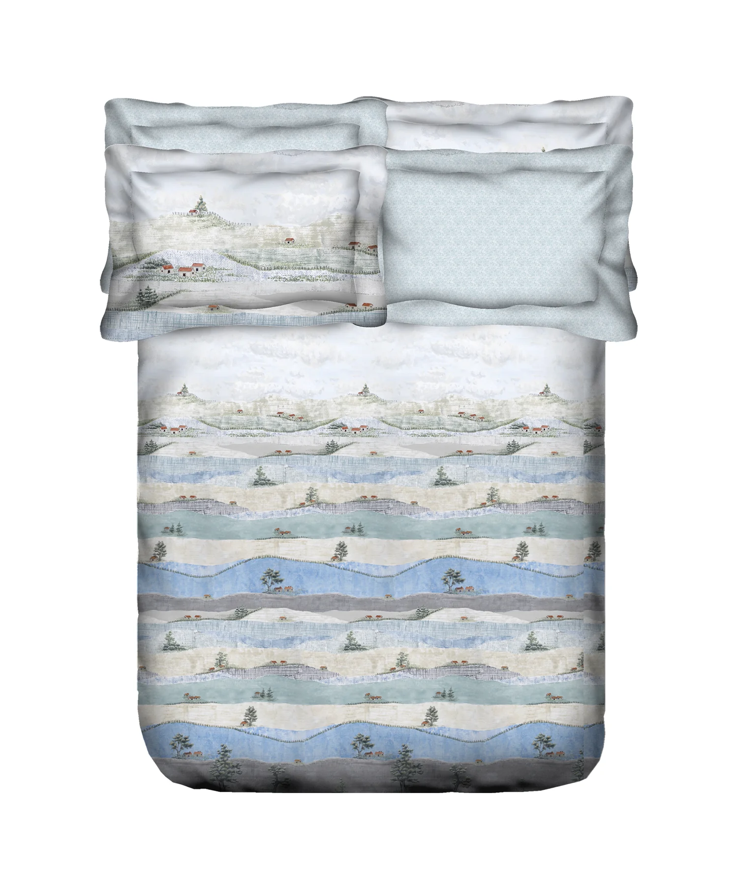 Indulgence Painterly Pattern King Bedsheet Set, Hillside Harvest|300 TC Cotton| 4 Pillow Covers - Image 5