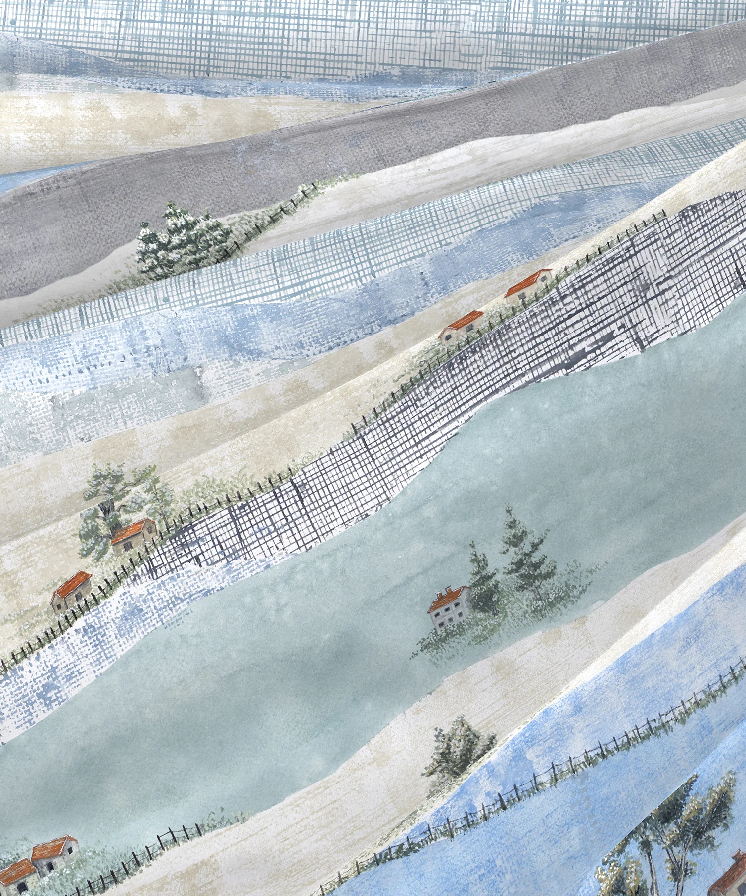 Indulgence Painterly Pattern King Bedsheet Set, Hillside Harvest|300 TC Cotton| 4 Pillow Covers - Image 6