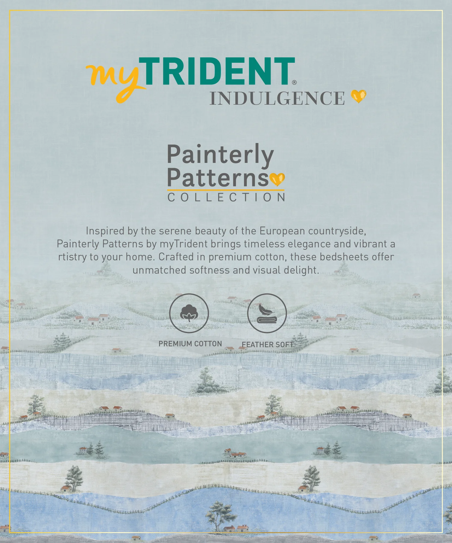 Indulgence Painterly Pattern King Bedsheet Set, Hillside Harvest|300 TC Cotton| 4 Pillow Covers - Image 7