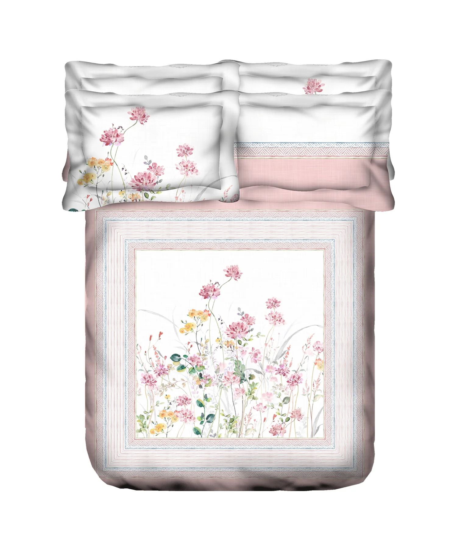 Indulgence Painterly Pattern King Bedsheet Set, Petals of South|300 TC Cotton| 4 Pillow Covers - Image 5