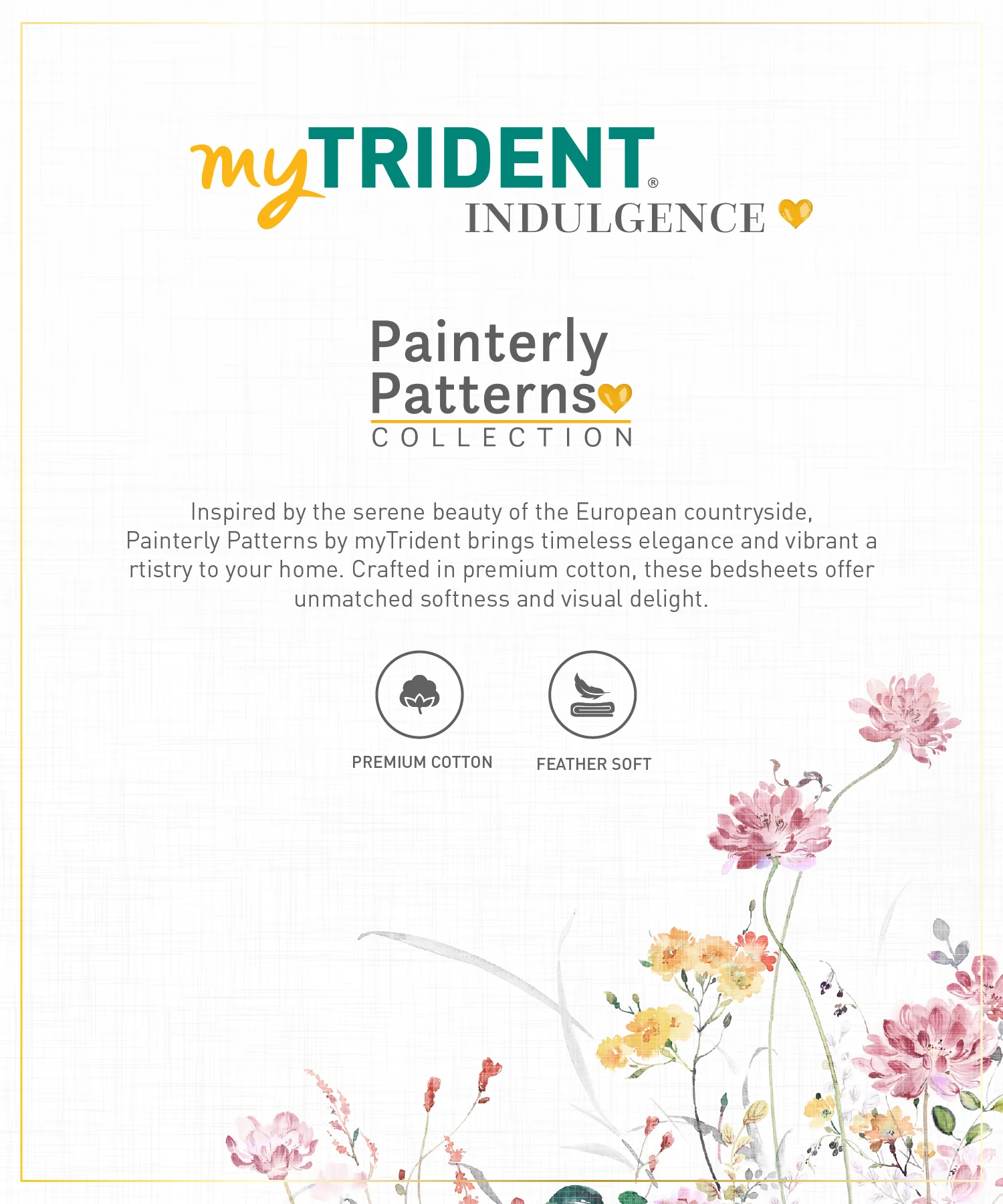 Indulgence Painterly Pattern King Bedsheet Set, Petals of South|300 TC Cotton| 4 Pillow Covers - Image 7