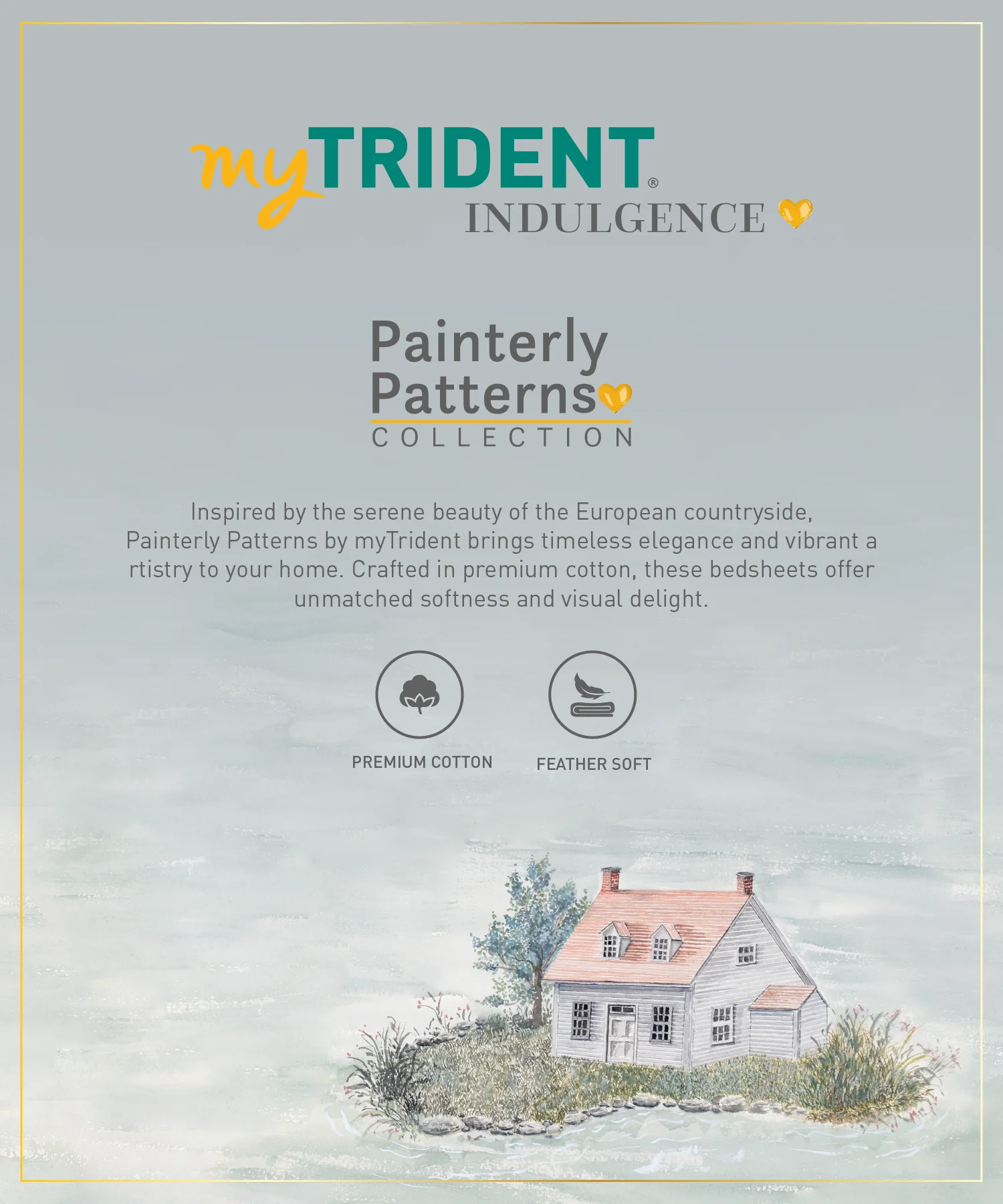 Indulgence Painterly Pattern King Bedsheet Set, The Quiet River|300 TC Cotton| 4 Pillow Covers - Image 5