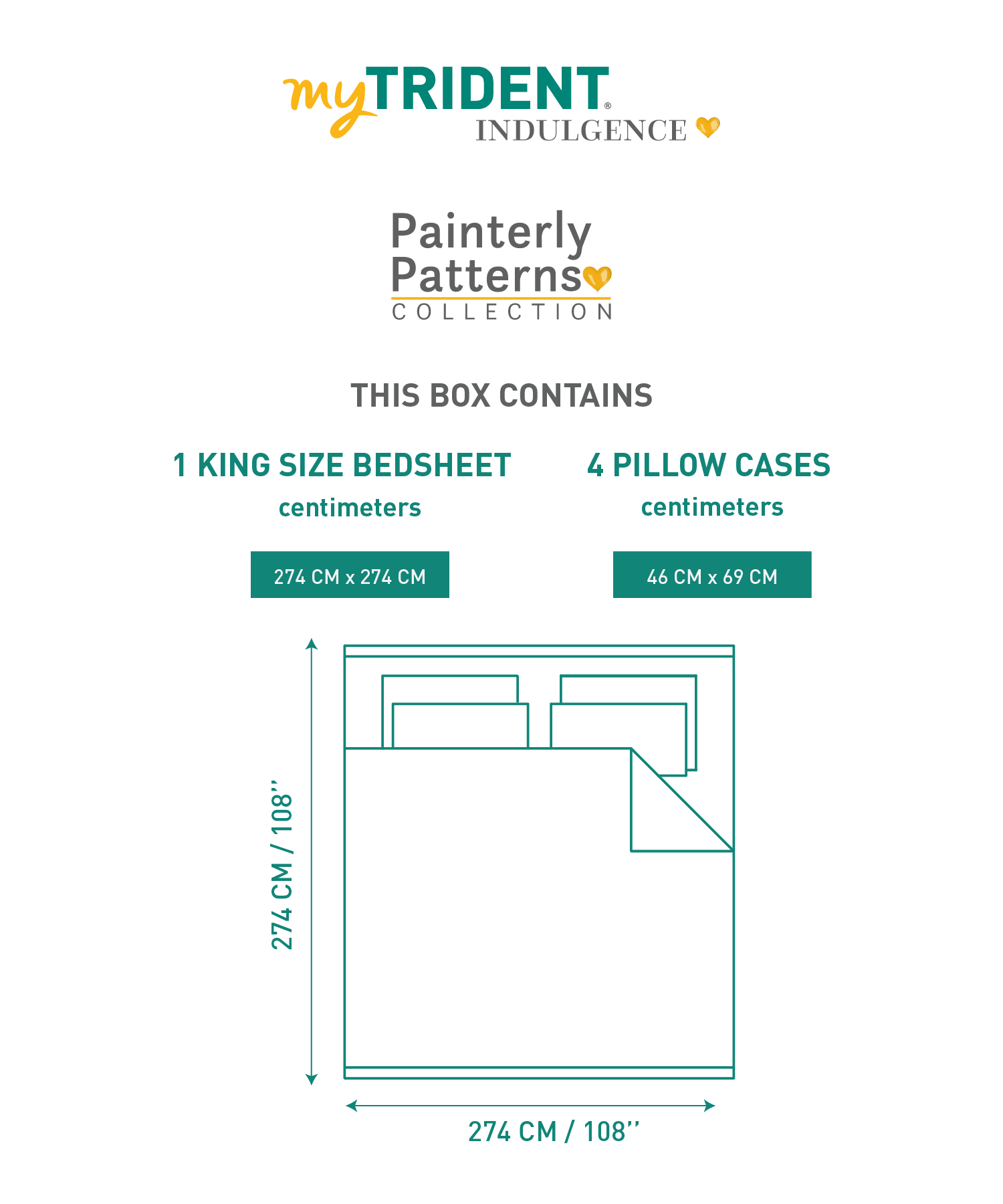 Indulgence Painterly Pattern King Bedsheet Set, The Quiet River|300 TC Cotton| 4 Pillow Covers - Image 7