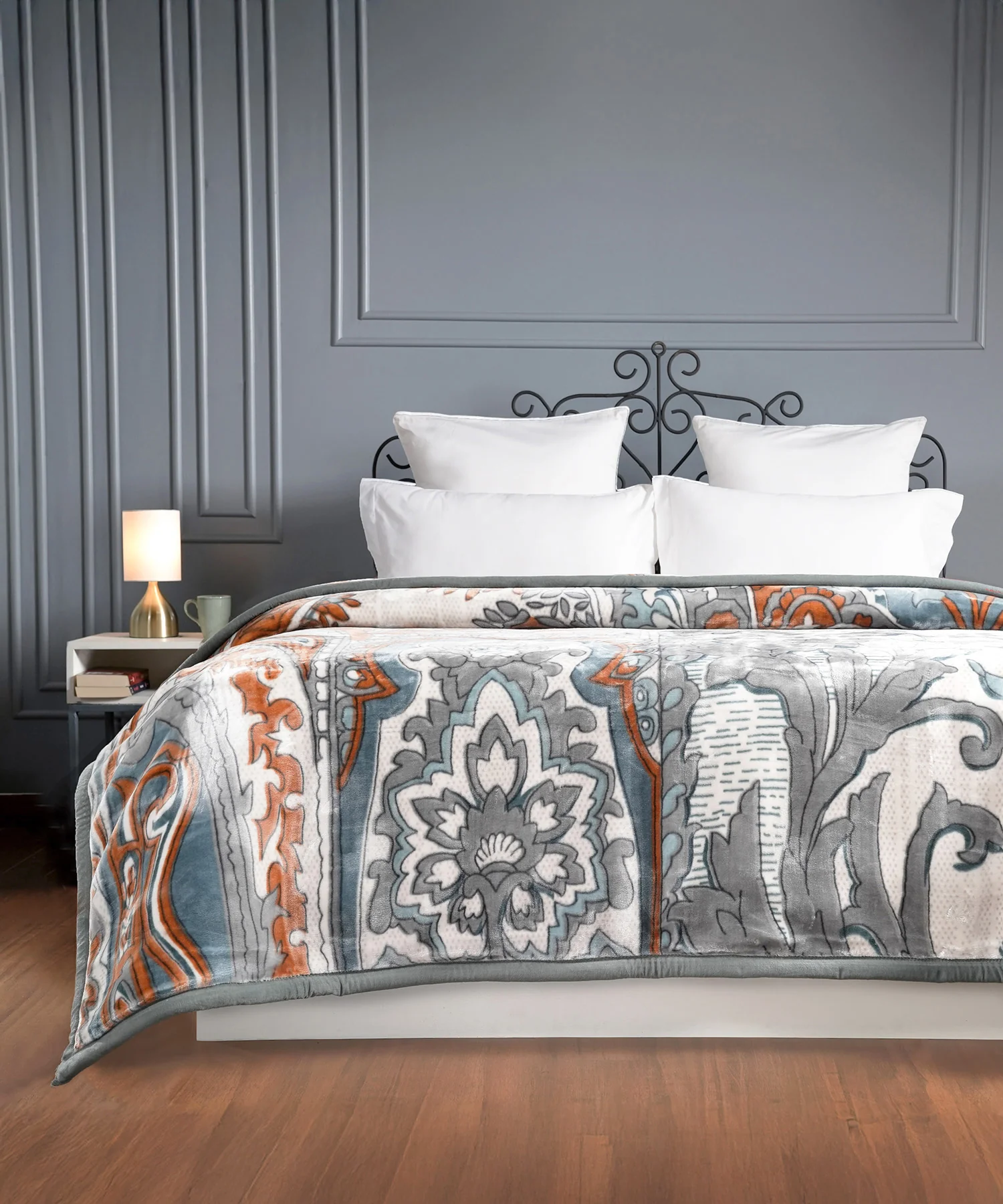 Indulgence Plush Paradise 2 ply Double Blanket, 2.20MX2.40M, 5.5kg, Jean