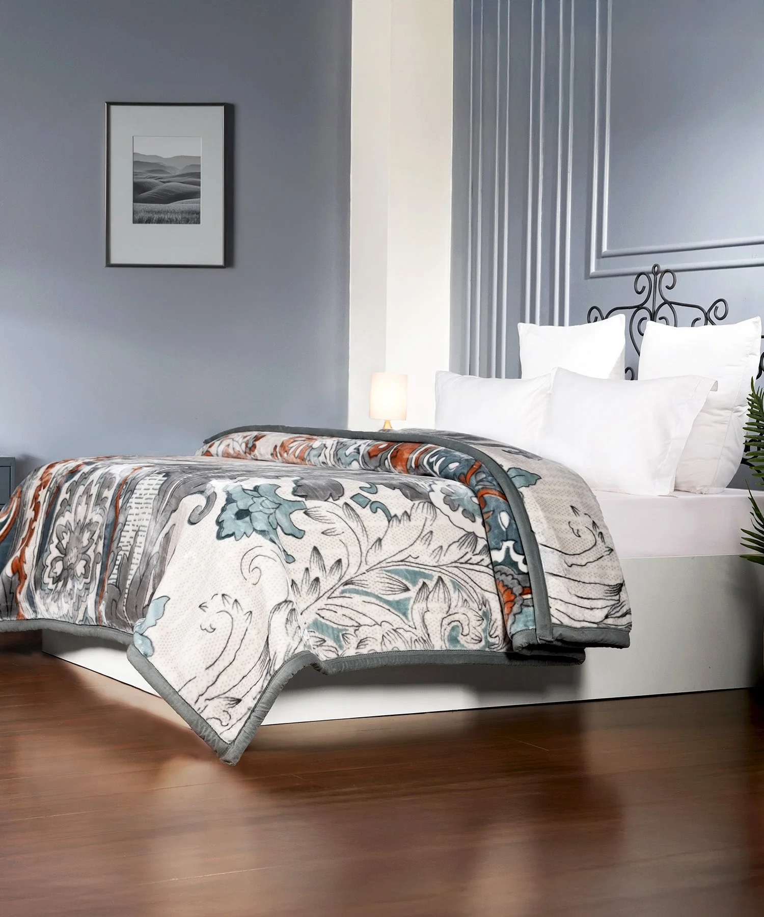 Indulgence Plush Paradise 2 ply Double Blanket, 2.20MX2.40M, 5.5kg, Jean - Image 2