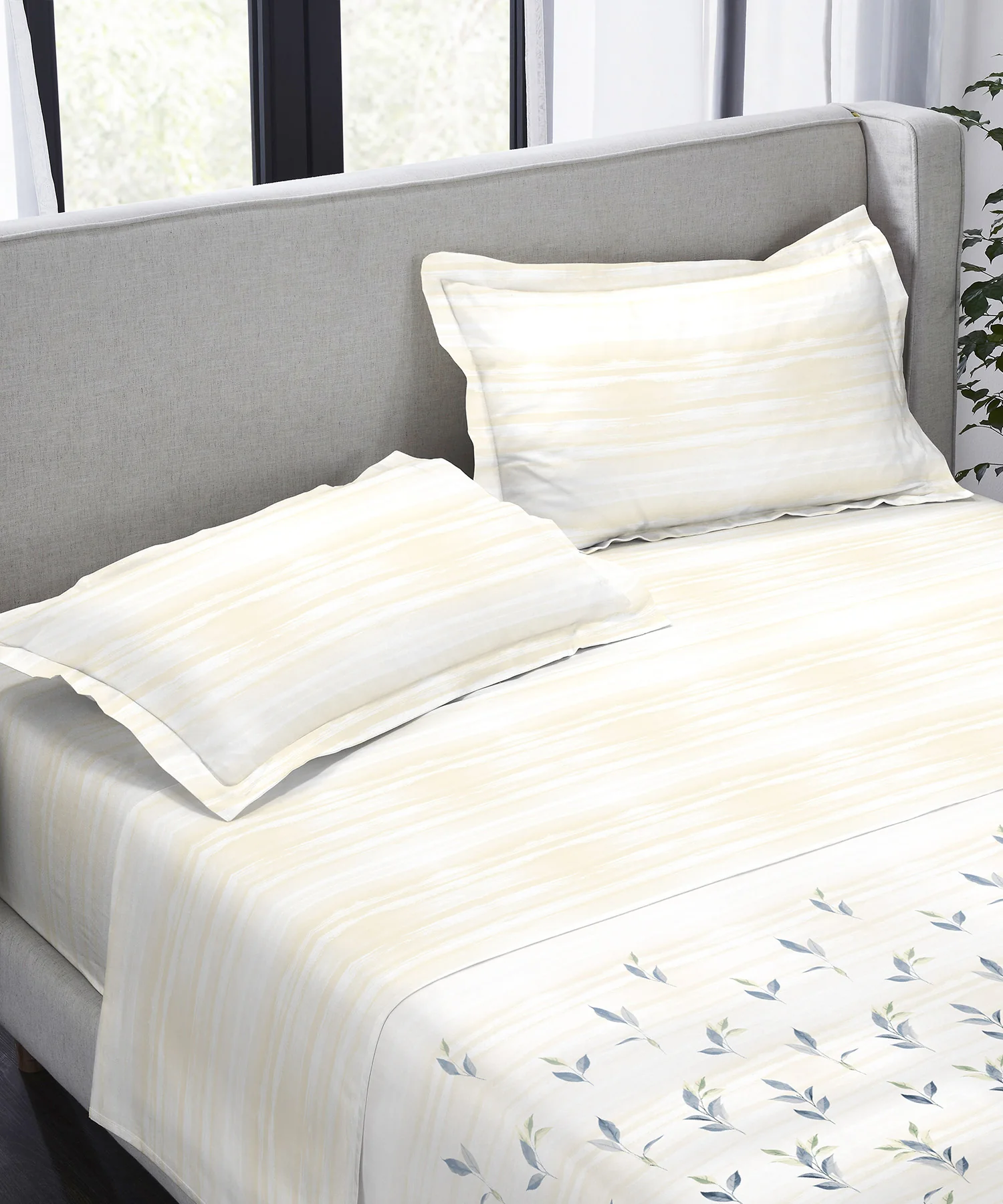 Indulgence King Bedsheet Set, Alexa Olive|300 TC Cotton|4 Pillow Covers - Image 3