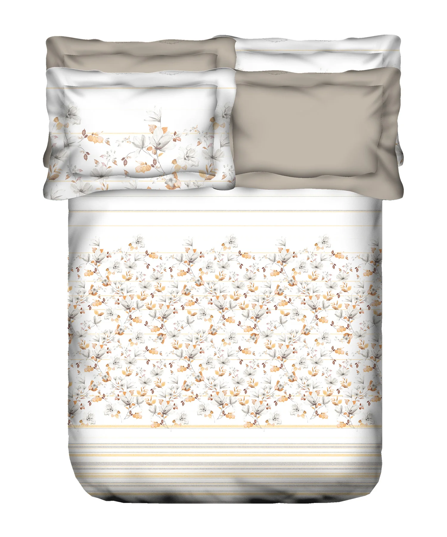 Indulgence King Bedsheet Set, Camellia Ochre|300 TC Cotton|4 Pillow Covers - Image 5