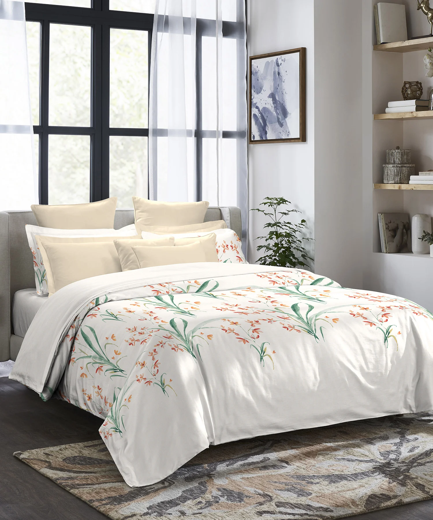 Indulgence King Bedsheet Set, Eloise Peach|300 TC Cotton|4 Pillow Covers - Image 2