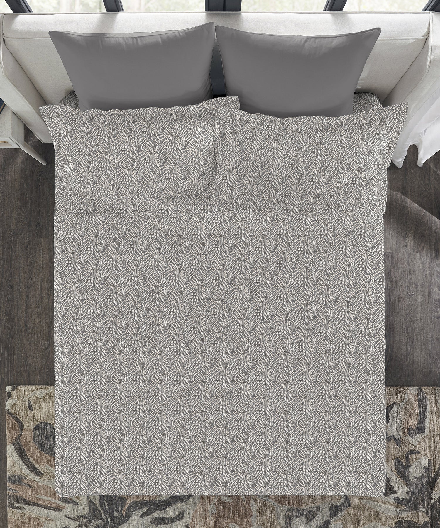 Indulgence King Bedsheet Set, Notch Charcoal|300 TC Cotton|4 Pillow Covers - Image 4