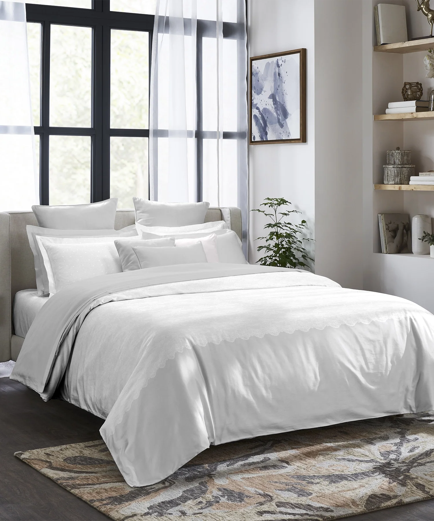 Indulgence Symphony of Threads King Bedsheet Set, Pearl| 300 TC Kasturi Cotton|4 Pillow Covers - Image 2