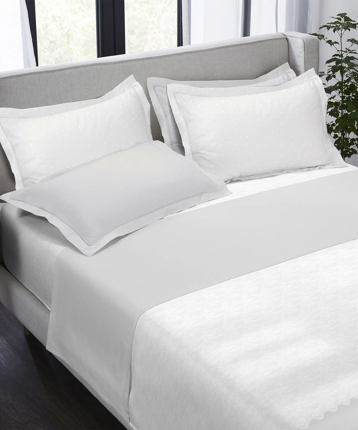 Indulgence Symphony of Threads King Bedsheet Set, Pearl| 300 TC Kasturi Cotton|4 Pillow Covers - Image 3