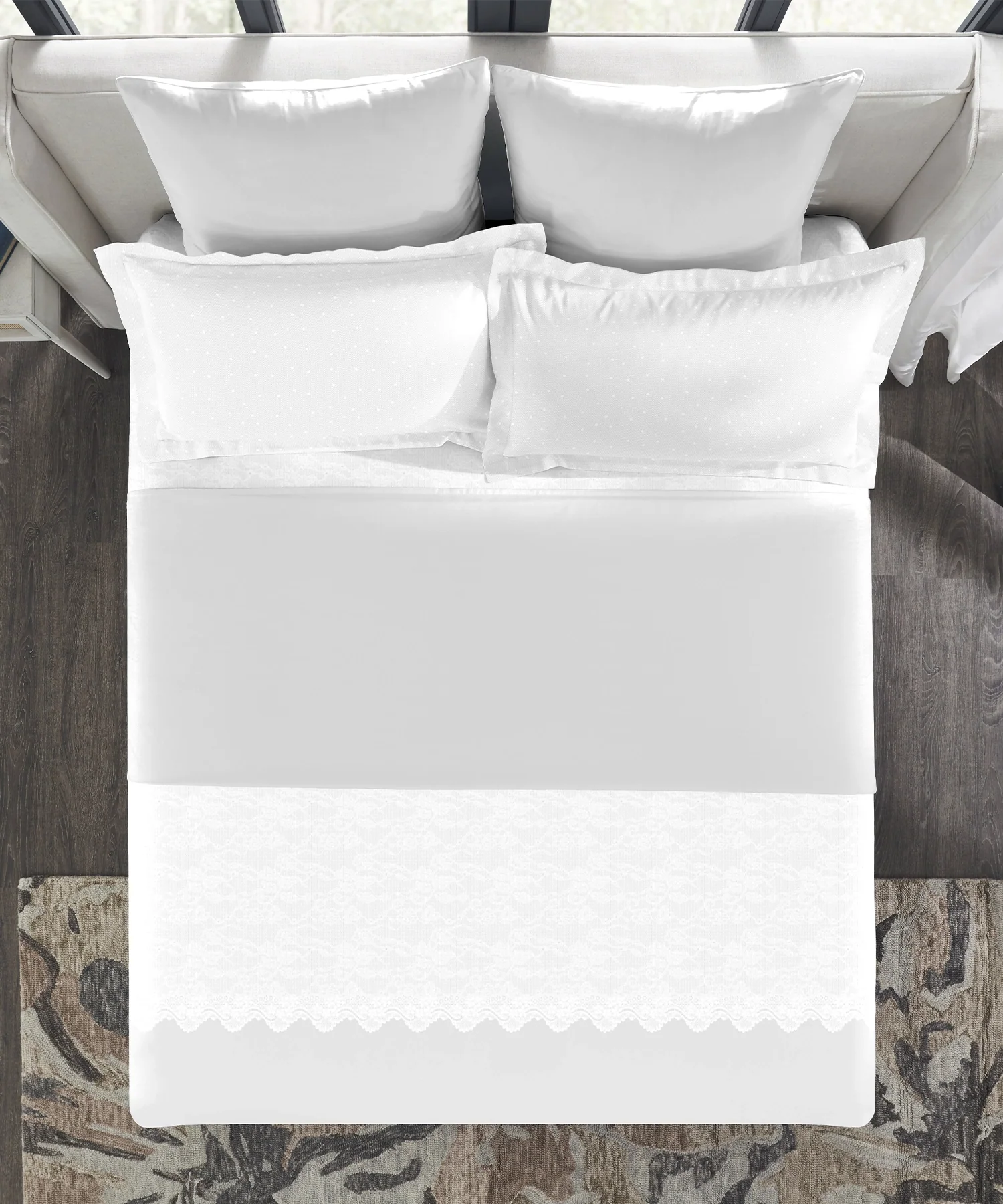 Indulgence Symphony of Threads King Bedsheet Set, Pearl| 300 TC Kasturi Cotton|4 Pillow Covers - Image 4
