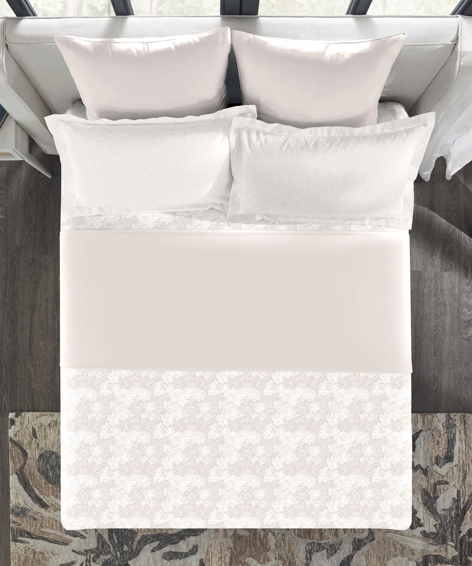 Indulgence Symphony of Threads King Bedsheet Set, Perfectly Pale| 300 TC Kasturi Cotton|4 Pillow Covers - Image 4