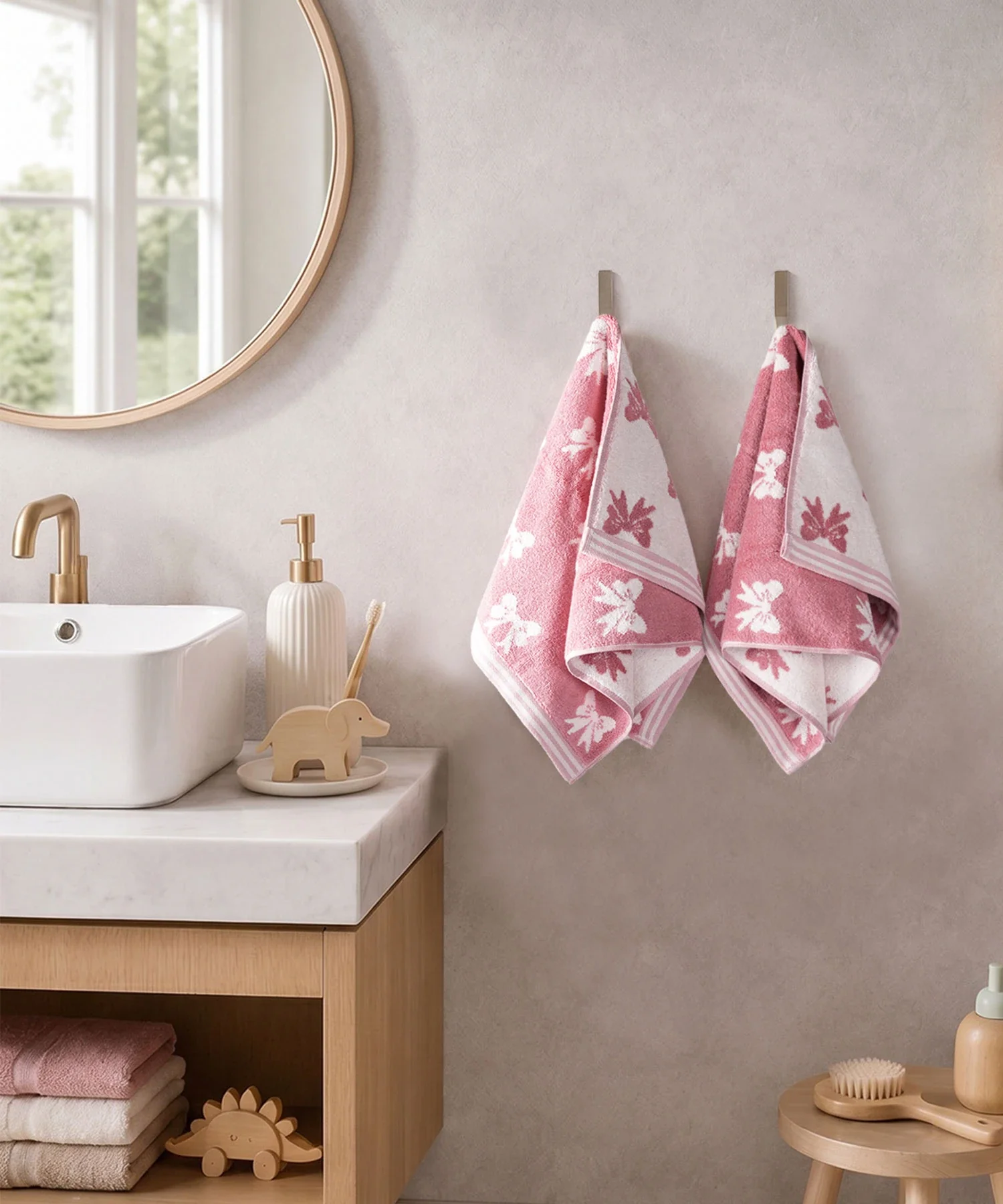 Juniors 2 Pc Hand Towel Set, Bow| 550 GSM | 100% Premium Cotton - Image 2