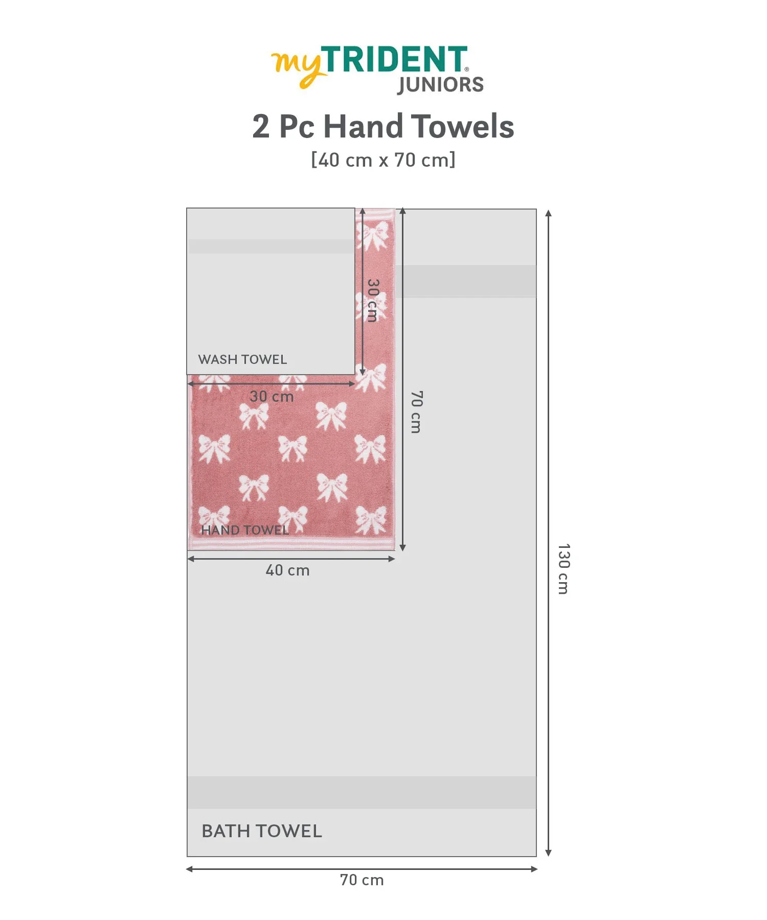 Juniors 2 Pc Hand Towel Set, Bow| 550 GSM | 100% Premium Cotton - Image 9