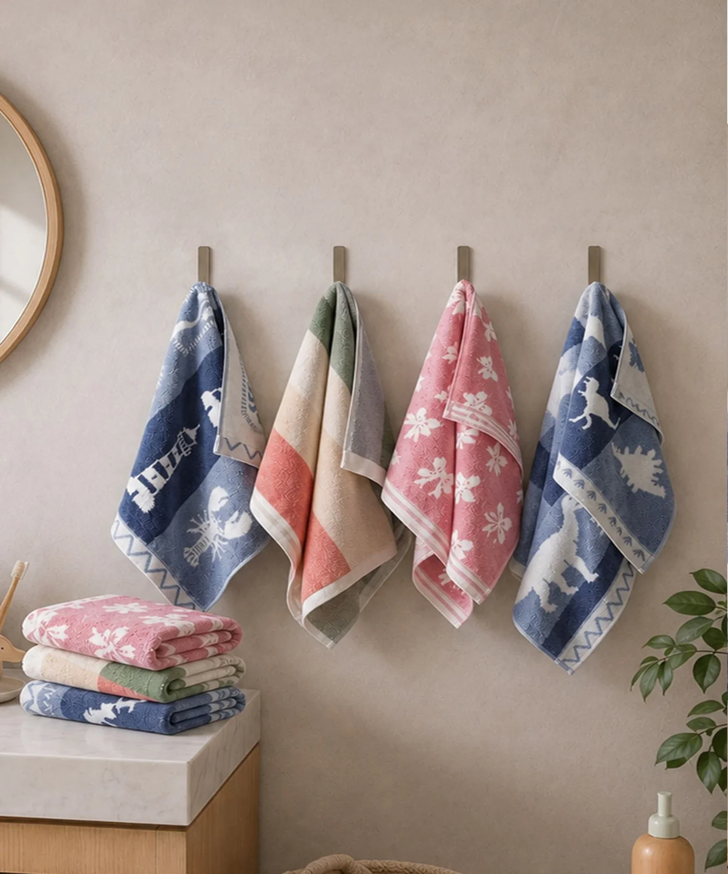 Juniors 2 Pc Hand Towel Set, Dino| 550 GSM | 100% Premium Cotton - Image 6