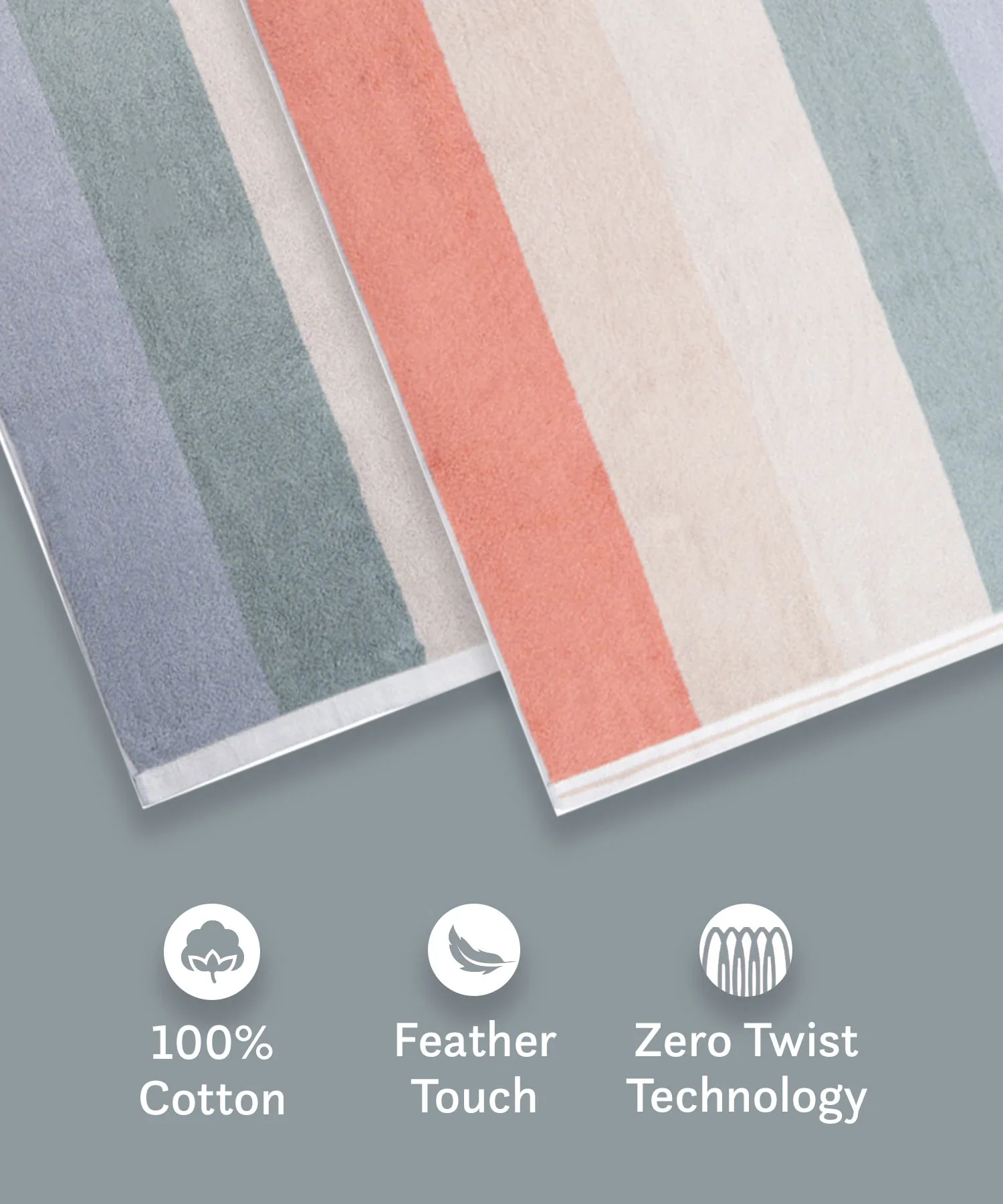 Juniors 3 Pc Face Towel Set, Stripe| 550 GSM | 100% Premium Cotton - Image 5