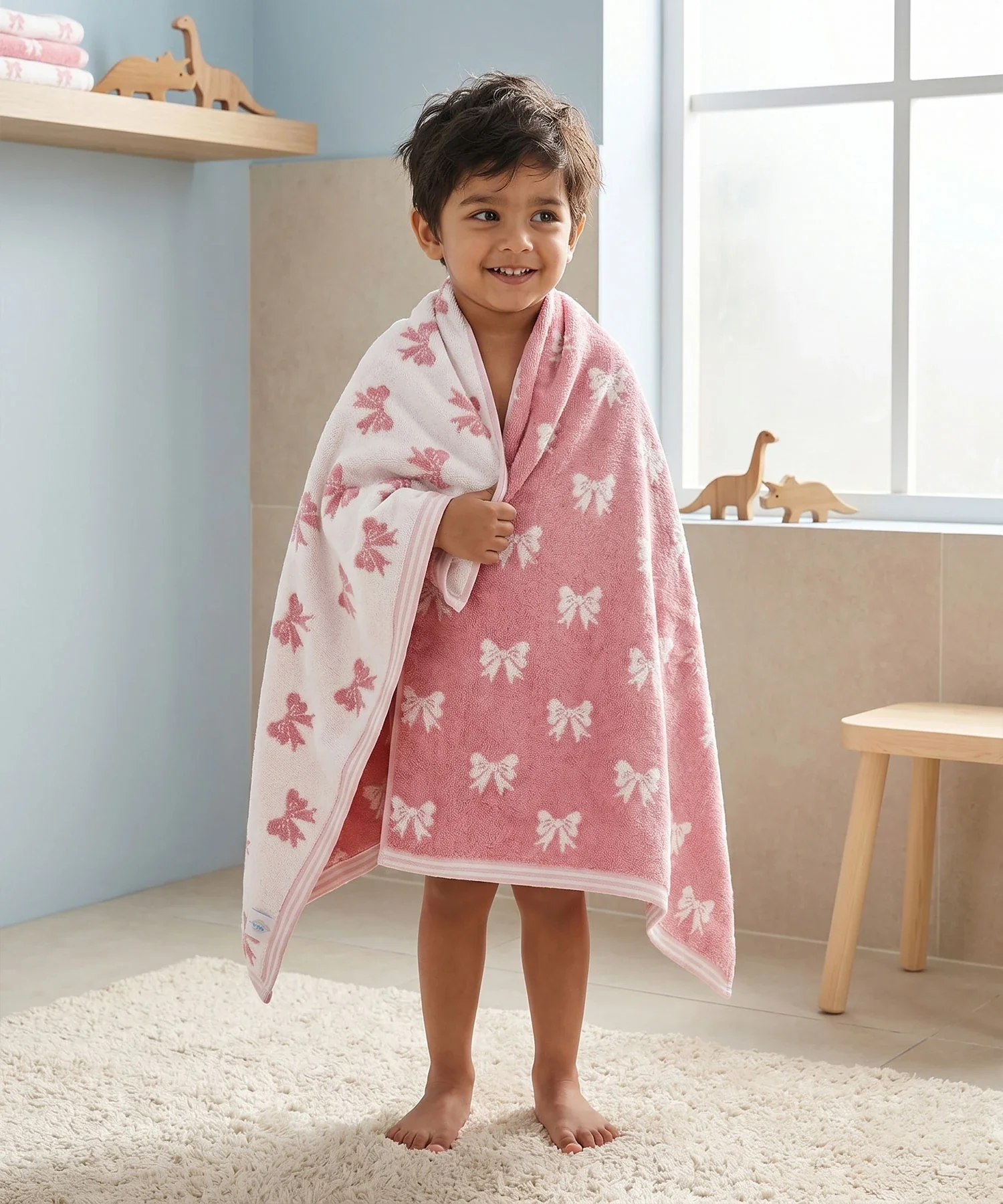 Juniors Bath Towel, Bow| 550 GSM | 100% Premium Cotton