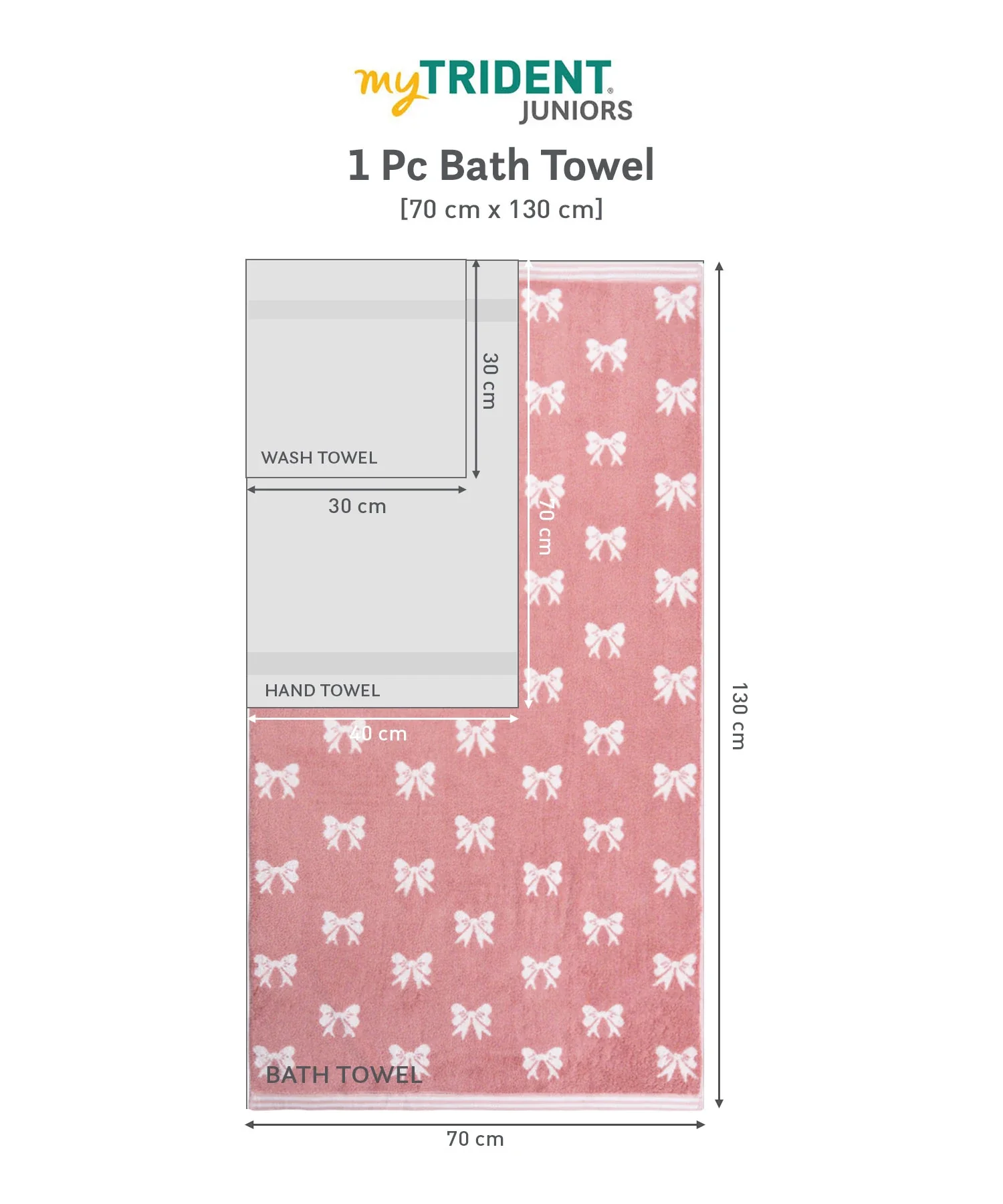 Juniors Bath Towel, Bow| 550 GSM | 100% Premium Cotton - Image 8
