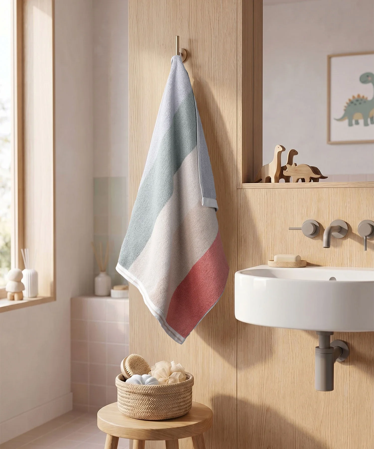 Juniors Bath Towel, Stripe| 550 GSM | 100% Premium Cotton - Image 2