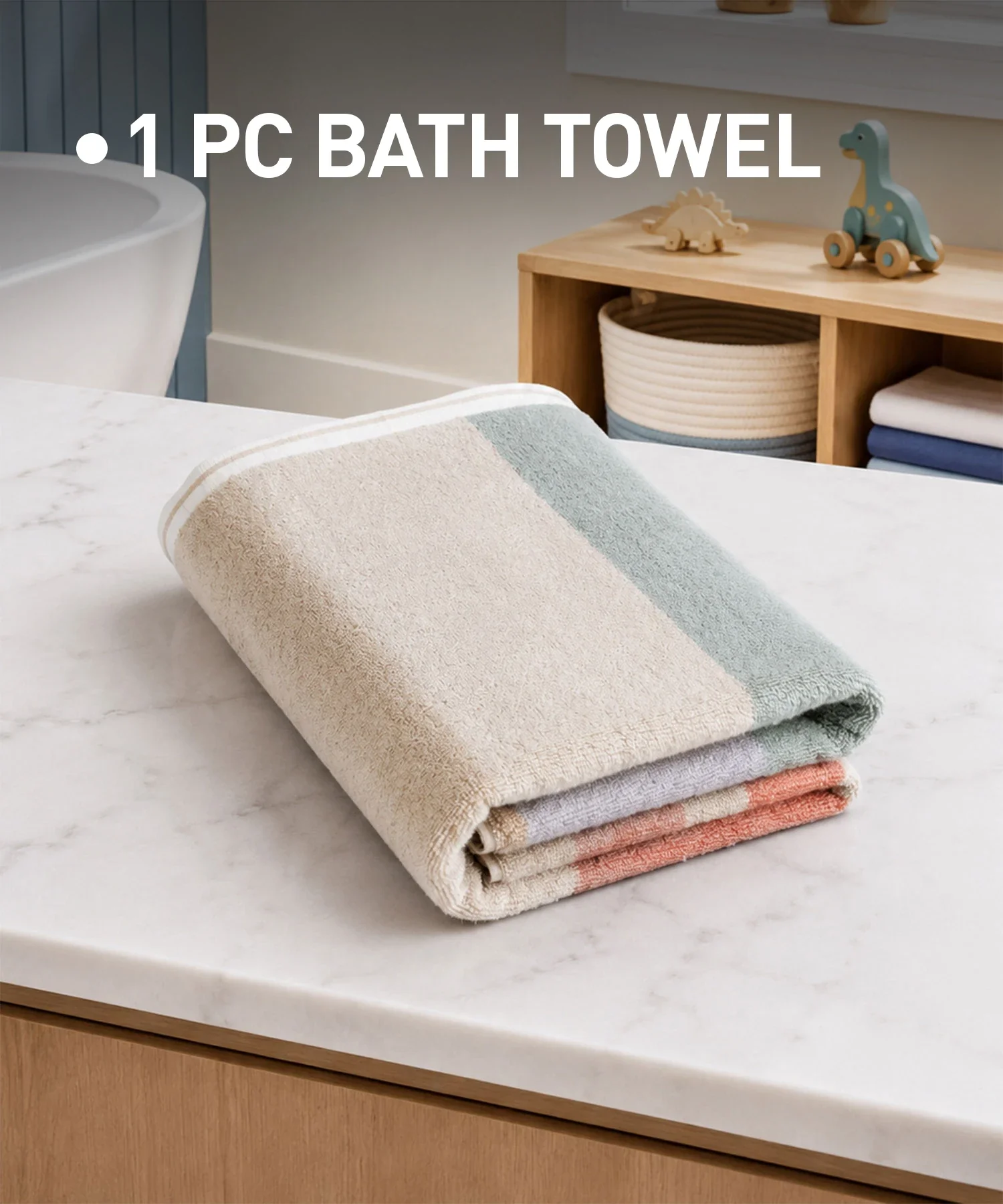 Juniors Bath Towel, Stripe| 550 GSM | 100% Premium Cotton - Image 4