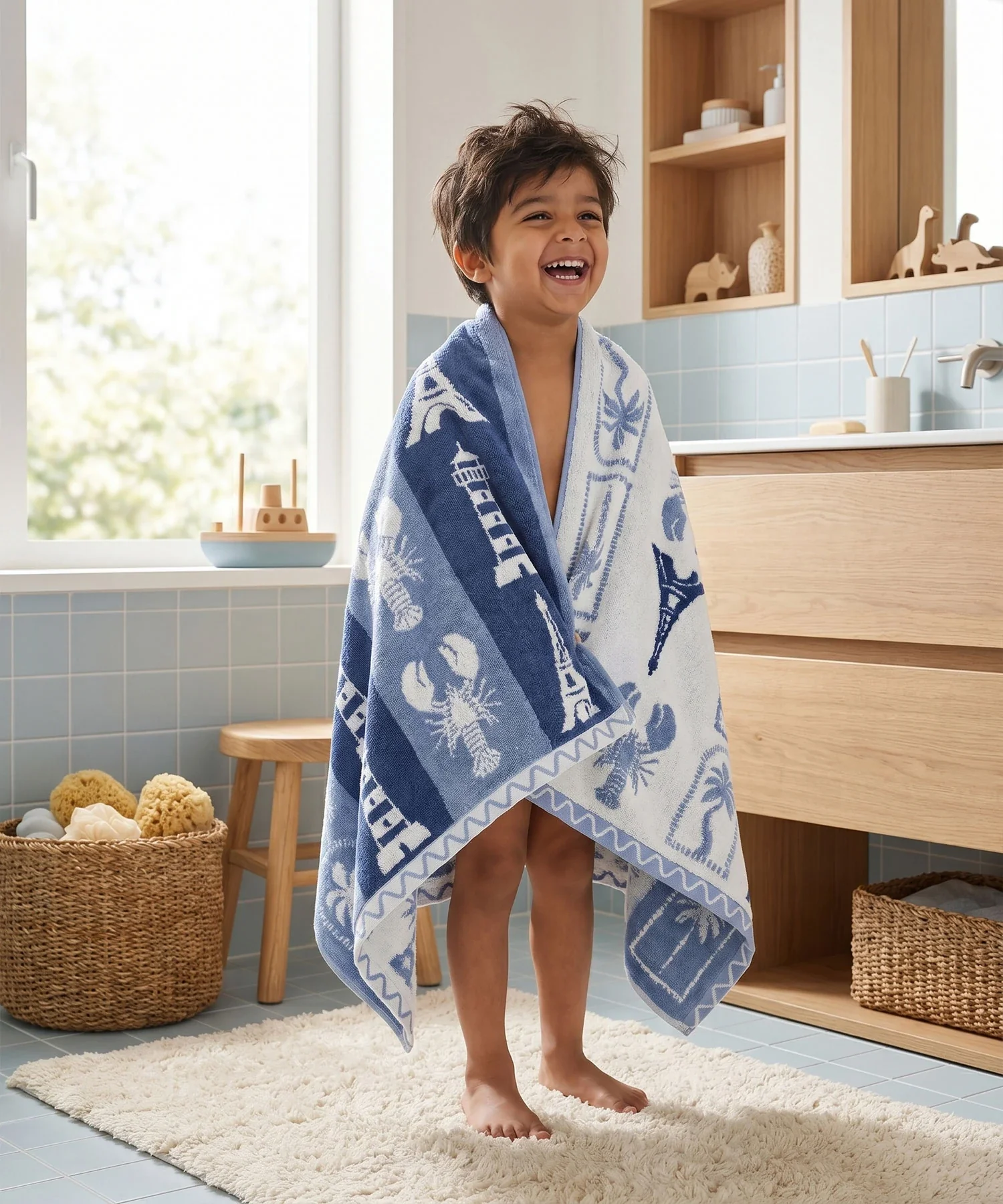 Juniors Bath Towel, Wander| 550 GSM | 100% Premium Cotton