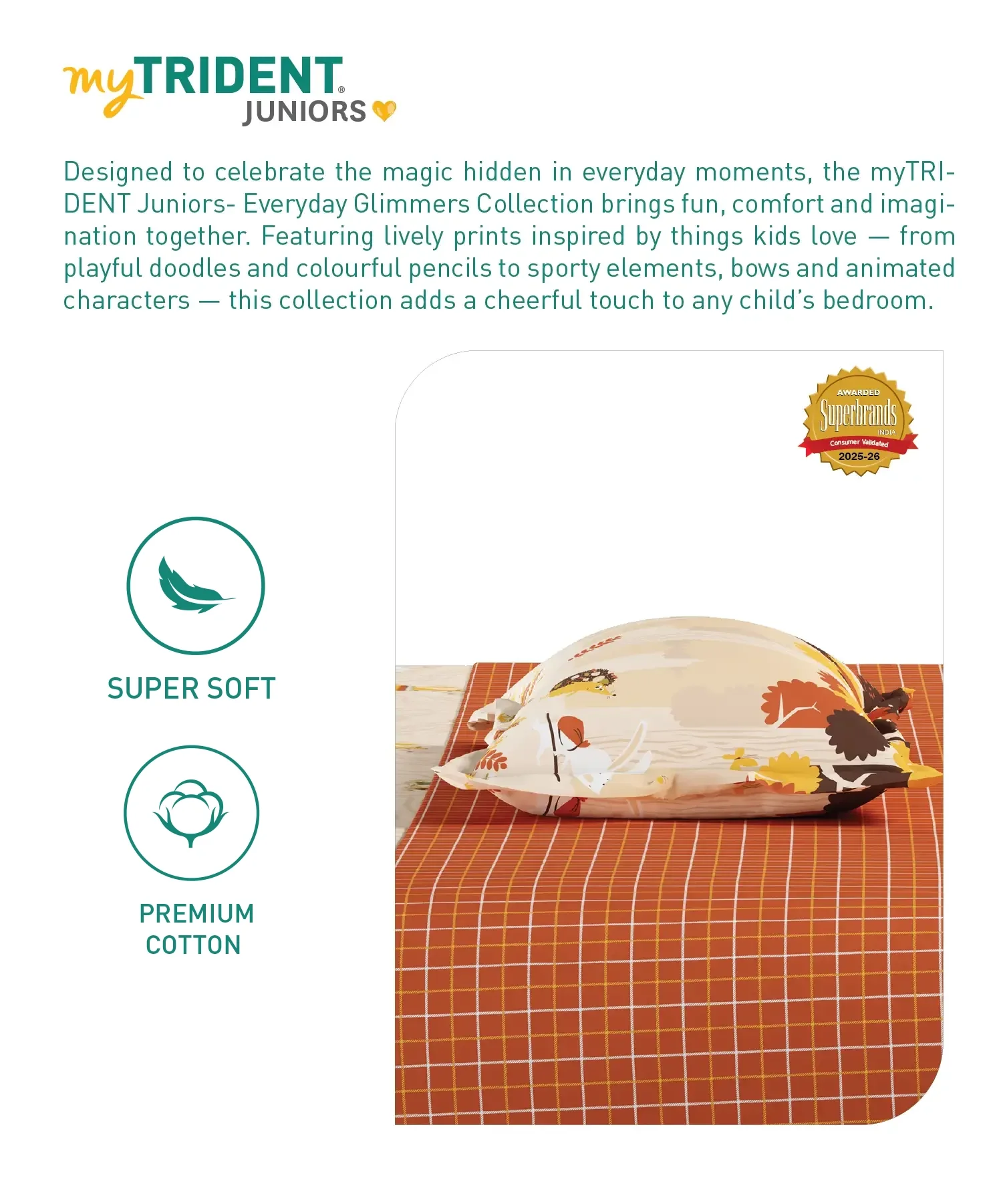 Juniors Double Bedsheet Set, Burrow Bros| 144TC Cotton|2 Pillow Covers & 2 Cushion Covers - Image 7
