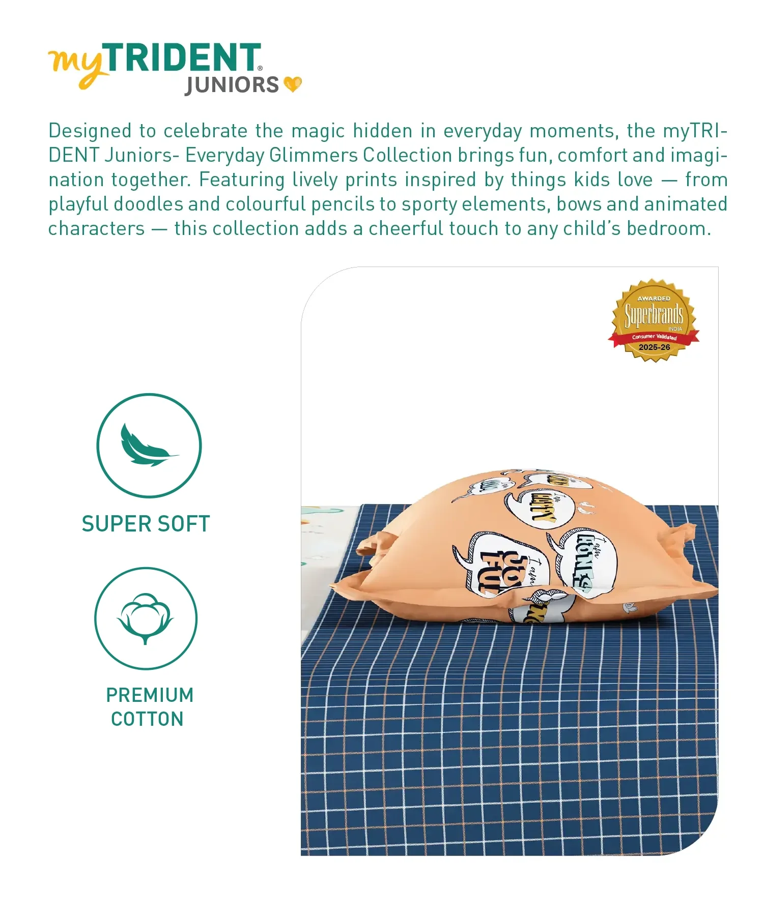 Juniors Double Bedsheet Set, Day Doodle| 144TC Cotton|2 Pillow Covers & 2 Cushion Covers - Image 7