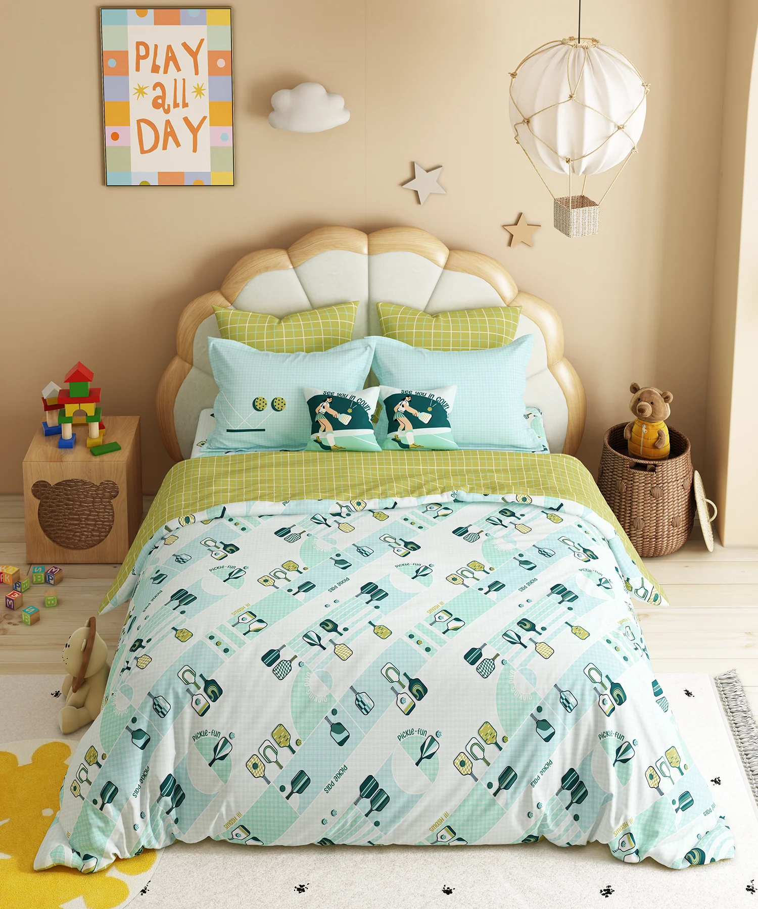 Juniors Double Bedsheet Set, Smash It| 144TC Cotton |2 Pillow Covers & 2 Cushion Covers - Image 2