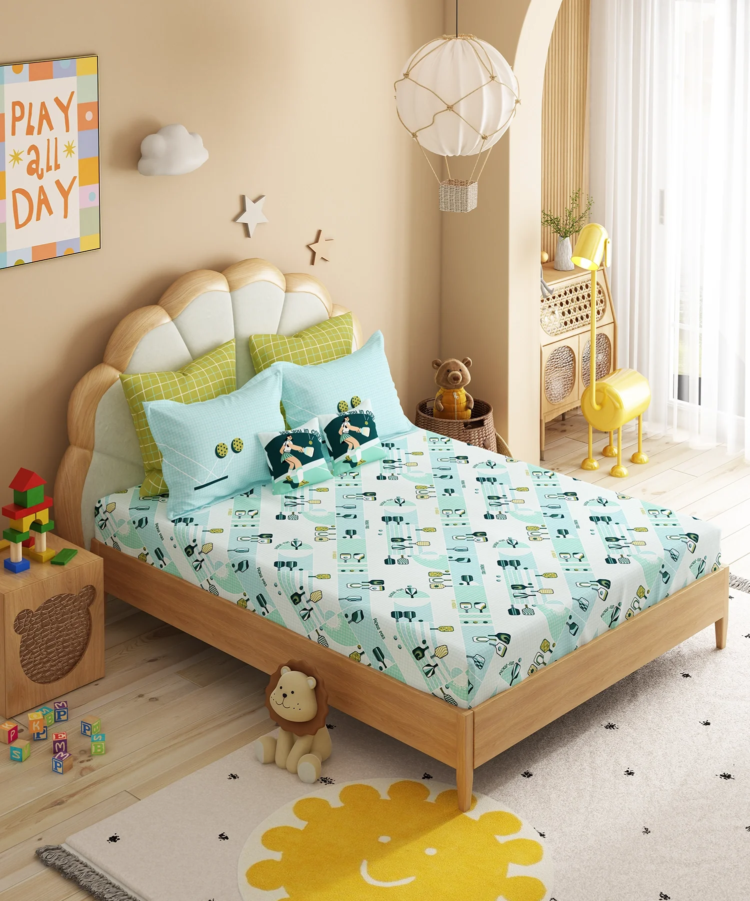 Juniors Double Bedsheet Set, Smash It| 144TC Cotton |2 Pillow Covers & 2 Cushion Covers - Image 4