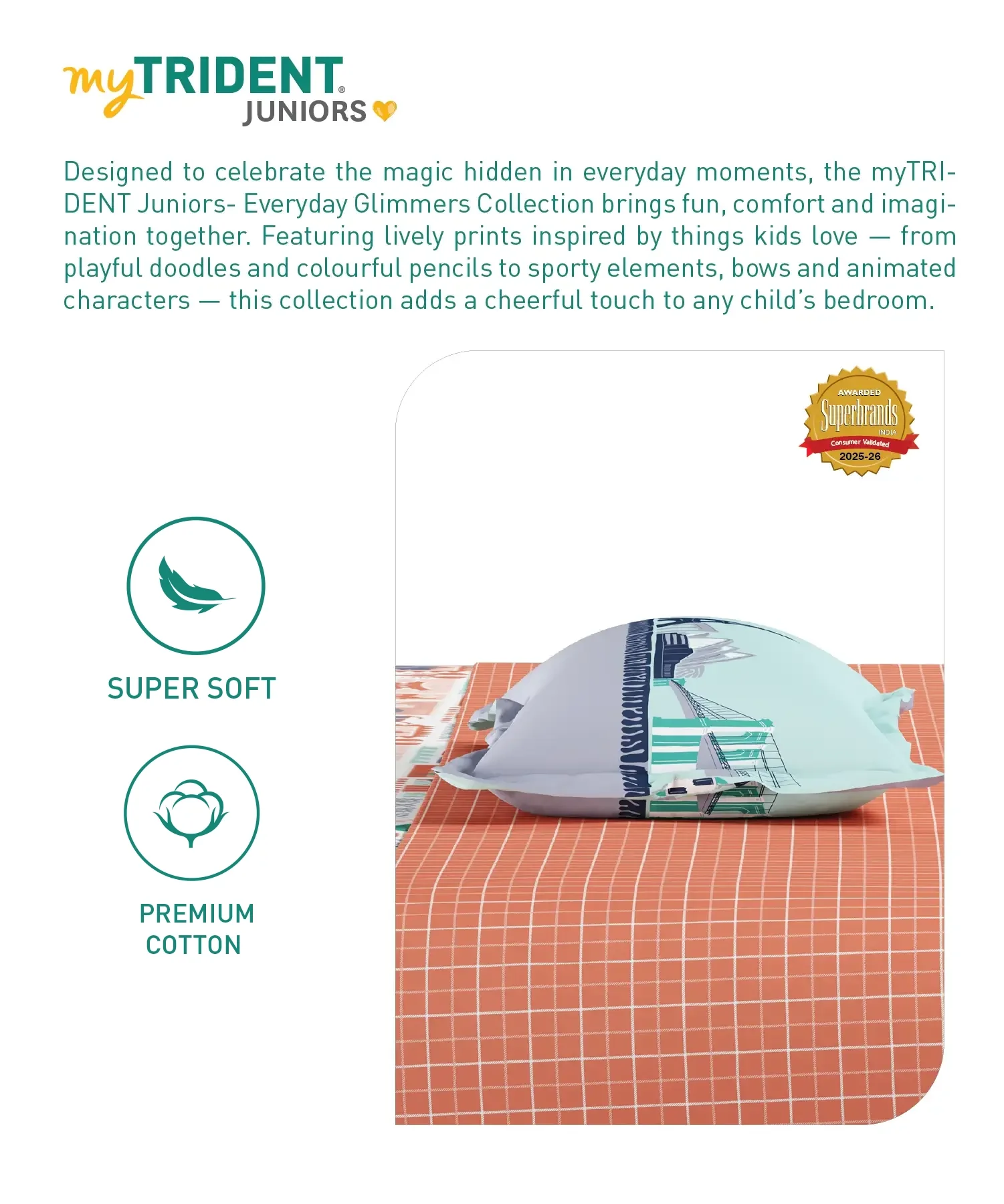 Juniors Double Bedsheet Set, Wander ways| 144TC Cotton|2 Pillow Covers & 2 Cushion Covers - Image 7