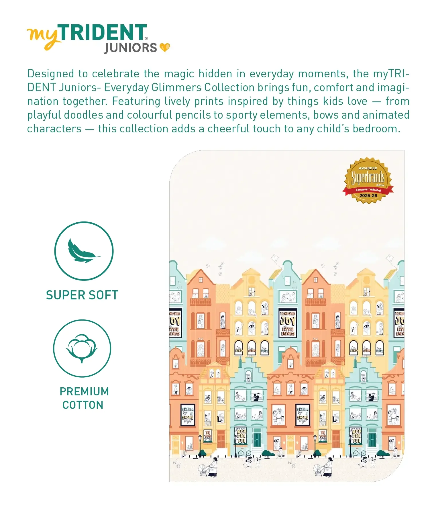 Juniors Double AC Comforter, Day Doodle| 144TC Cotton - Image 5